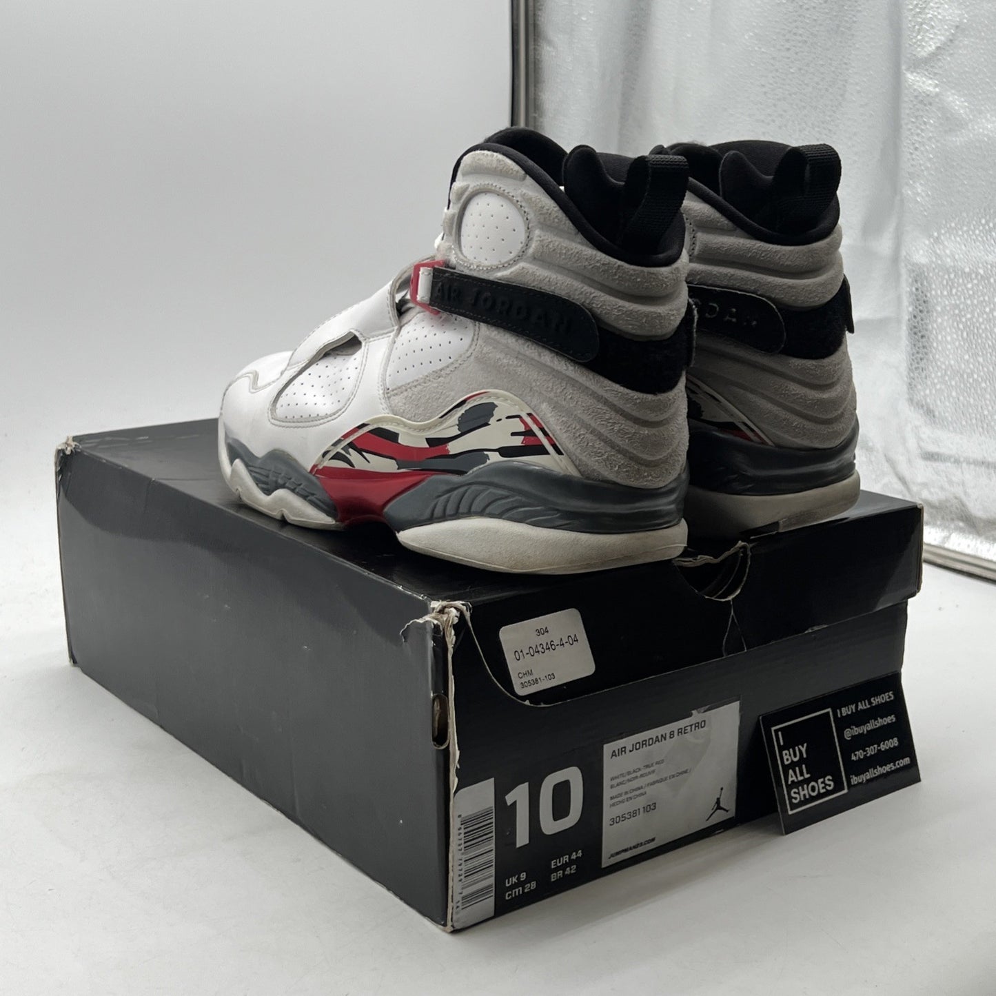 Size 10 - Air Jordan 8 Retro White 2013 (305381-103)
