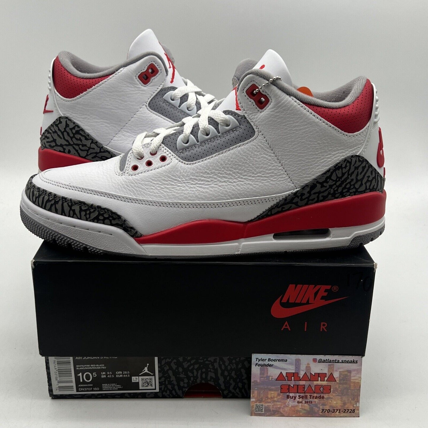 Size 10.5 - Jordan 3 Retro Mid Fire Red Black White Leather (DN3707-160)