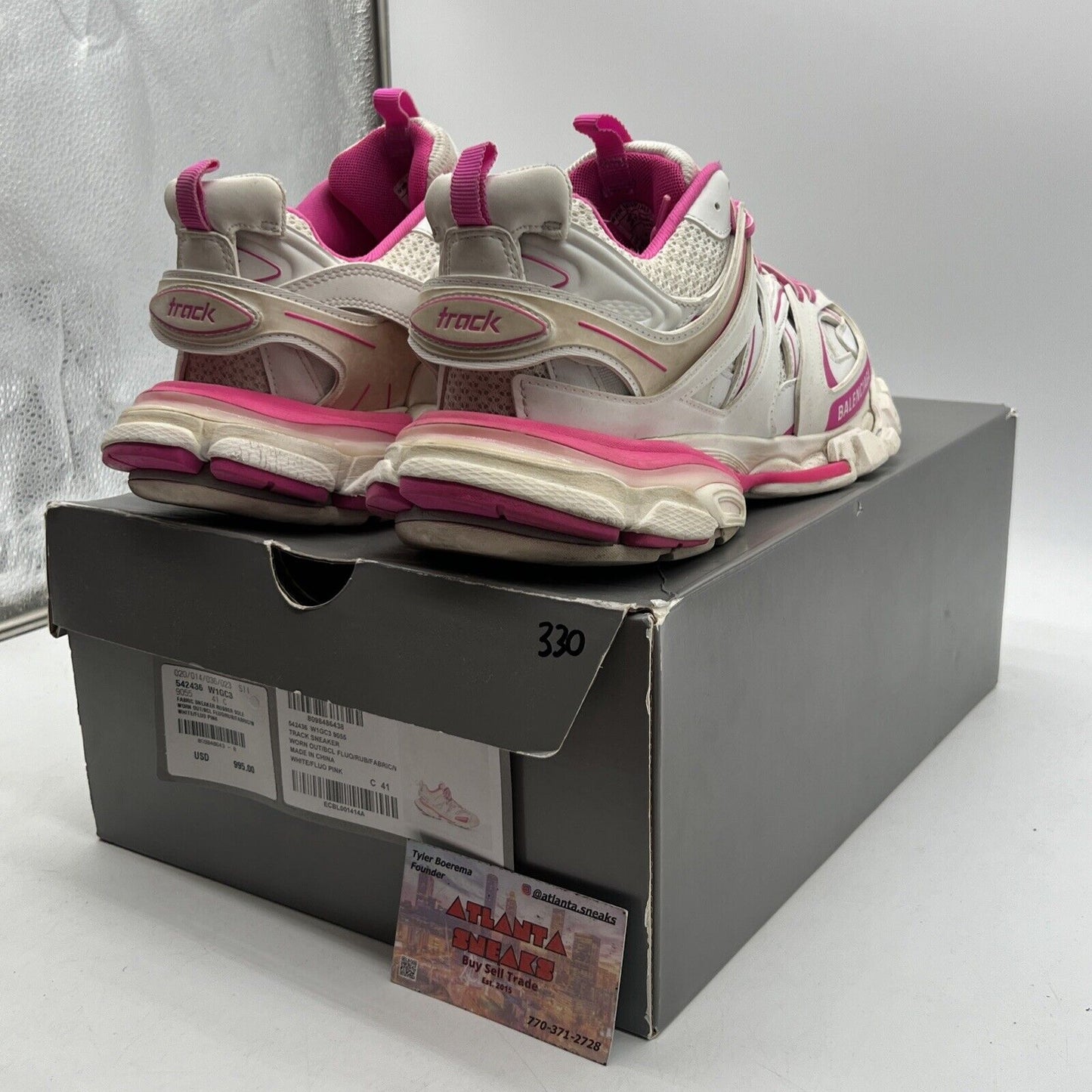 Size 11 - Balenciaga Wmns Track Sneaker White Fluo Pink (542436W1GC39055)