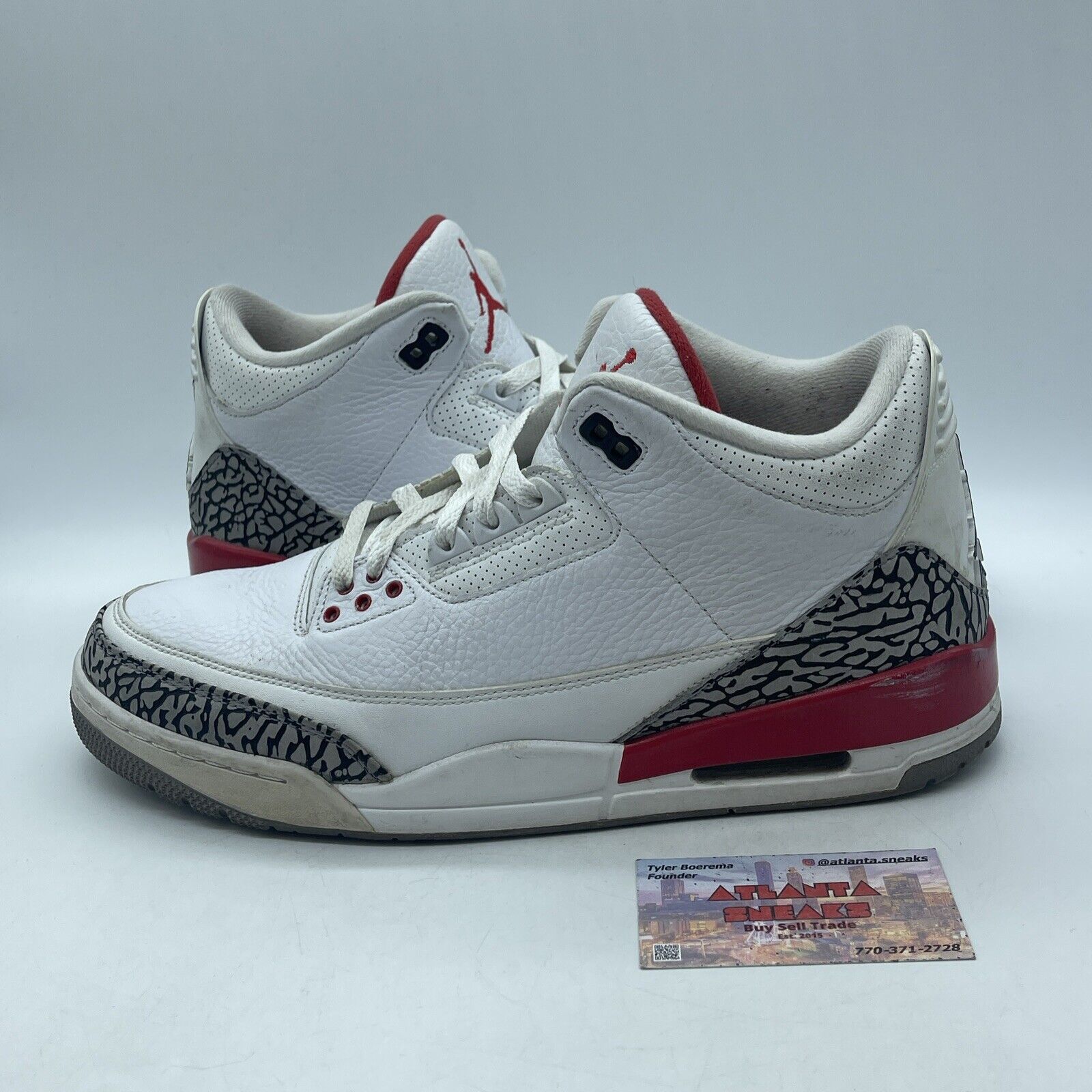 Size 12 - Jordan 3 Retro Hall of Fame 2018 Grey Suede Red White (136064-116)