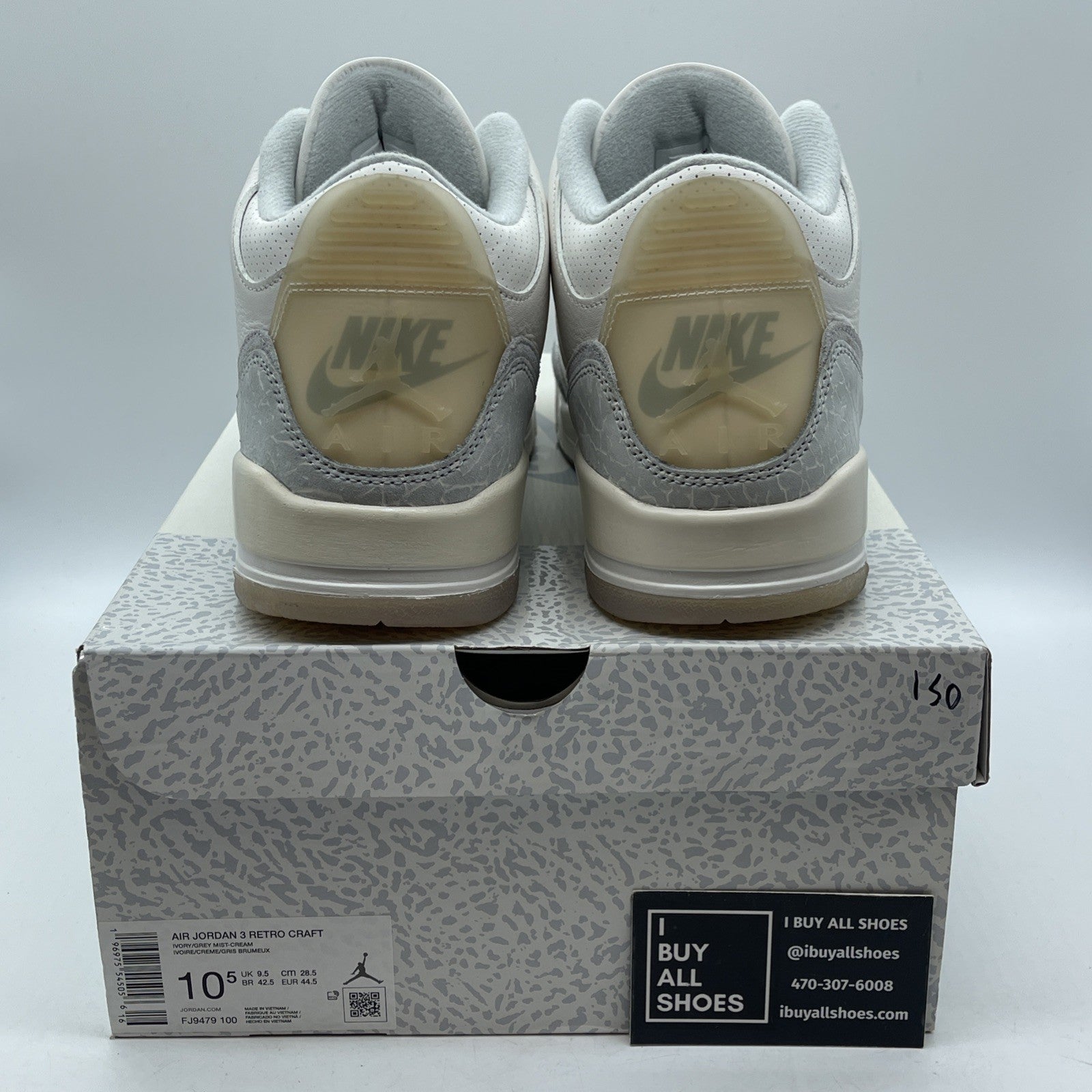 Size 10.5 - Air Jordan 3 Retro Craft Ivory/Grey White Leather (FJ9579-100)