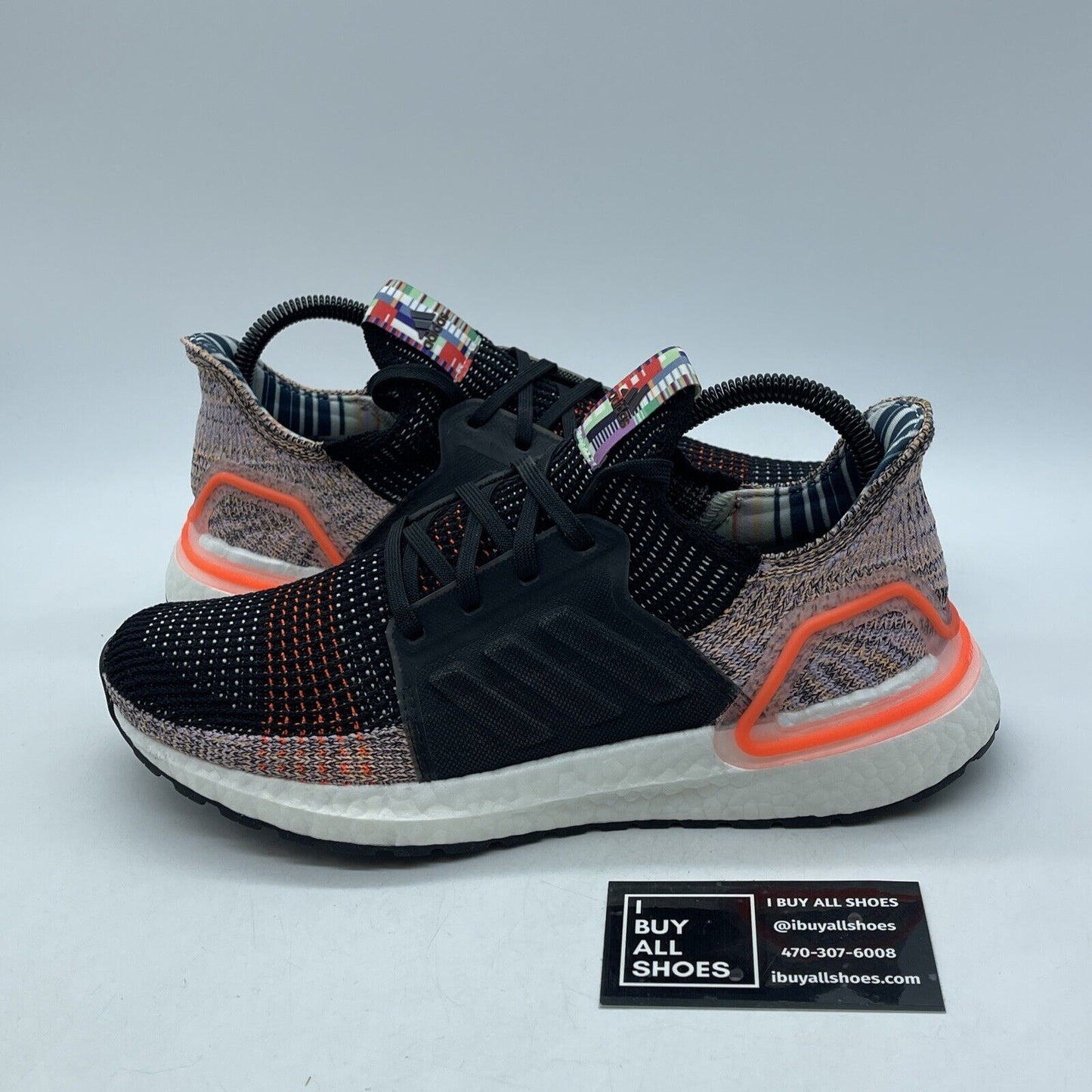 Size 8.5W - adidas UltraBoost 19 Solar Orange Purple Black Suede (G54017)