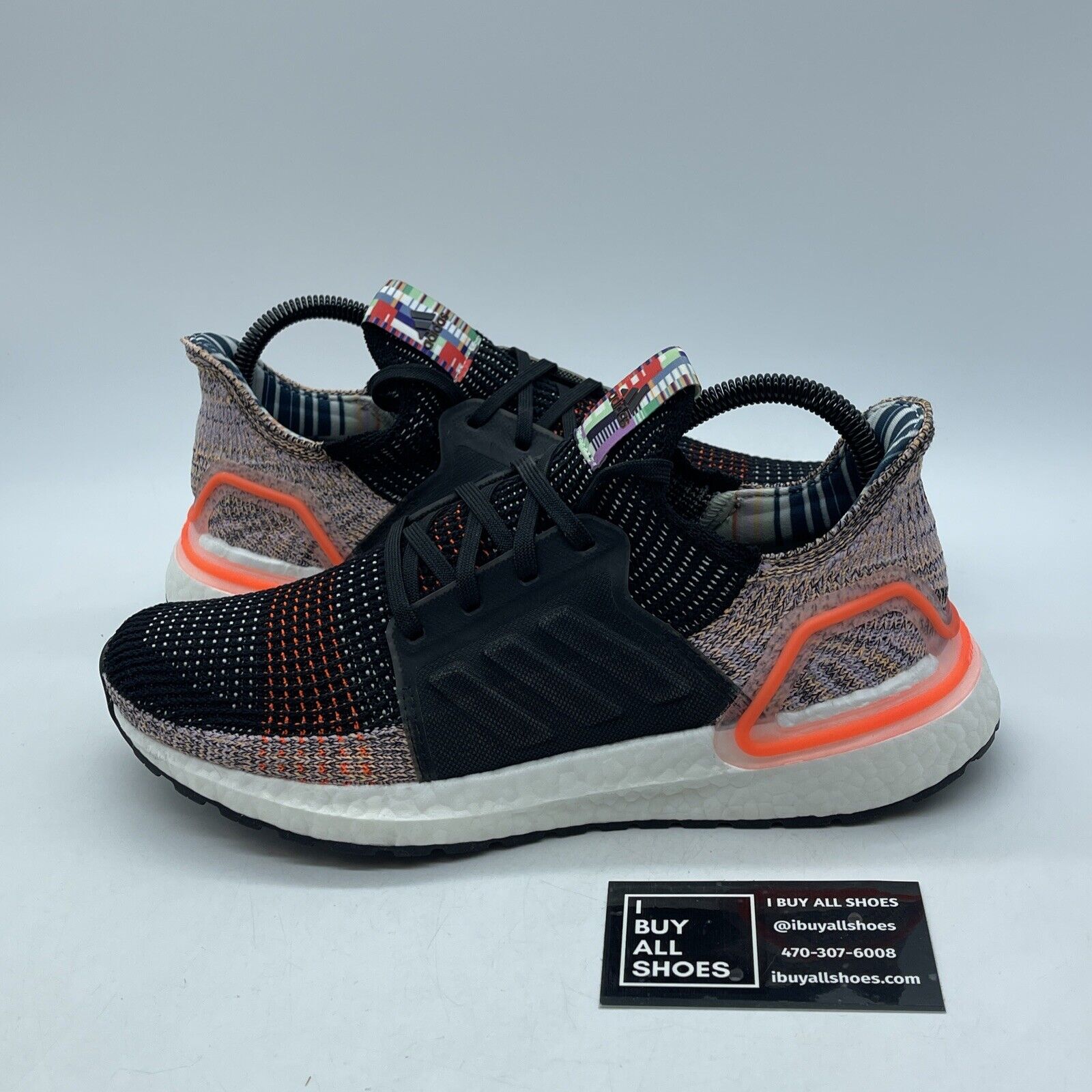 Size 8.5W - adidas UltraBoost 19 Solar Orange Purple Black Suede (G54017)