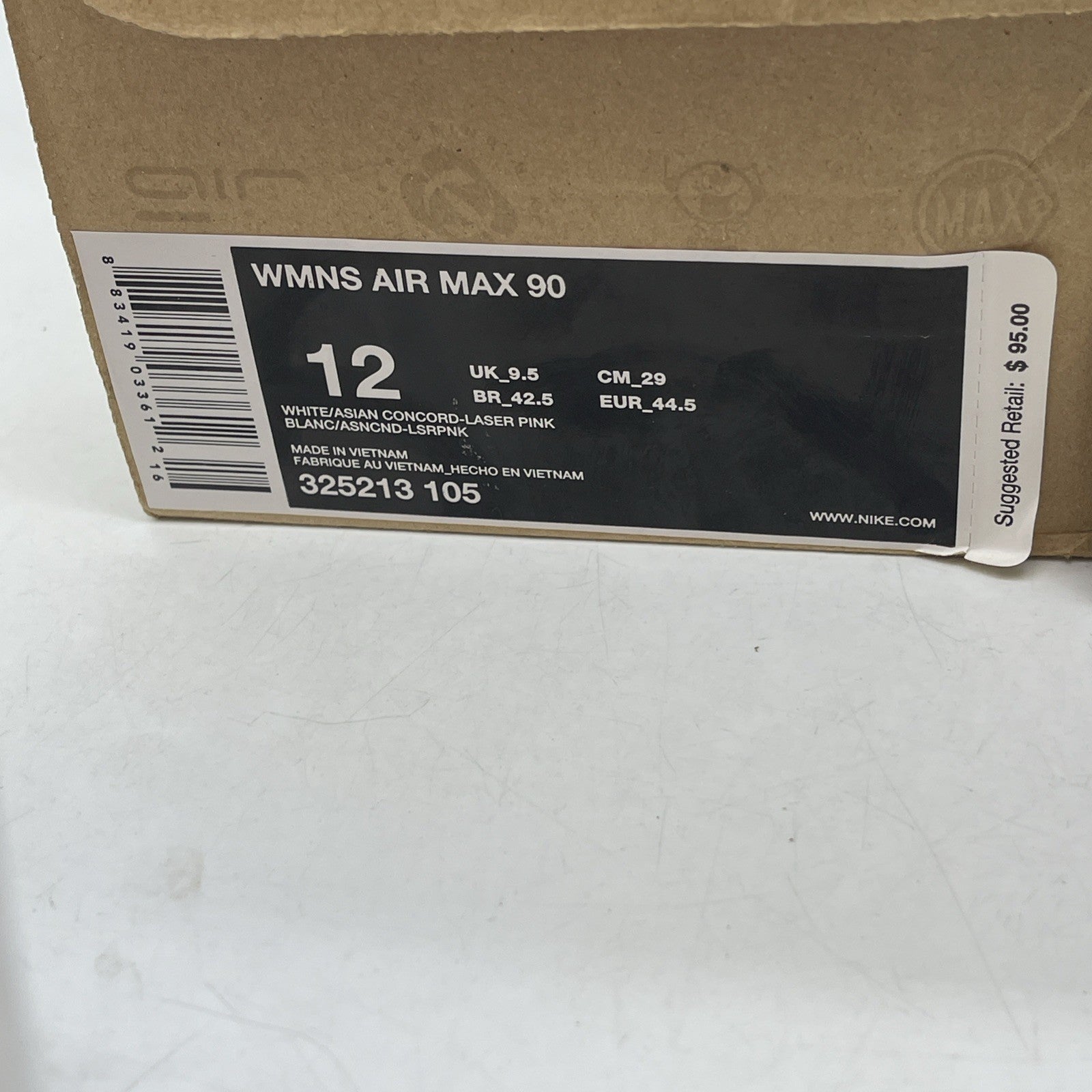 Size 12W - Nike Air Max 90 Laser Pink (325213-105)