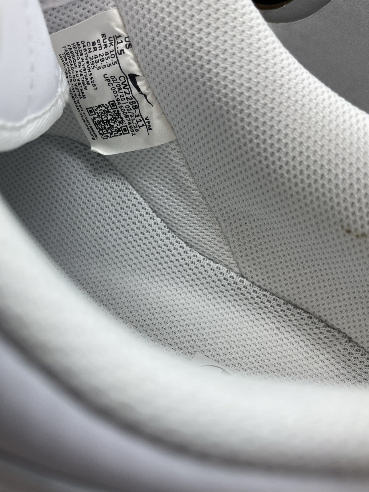 Size 11.5 - Nike Air Force 1 '07 Low Triple White (CW2288-111)
