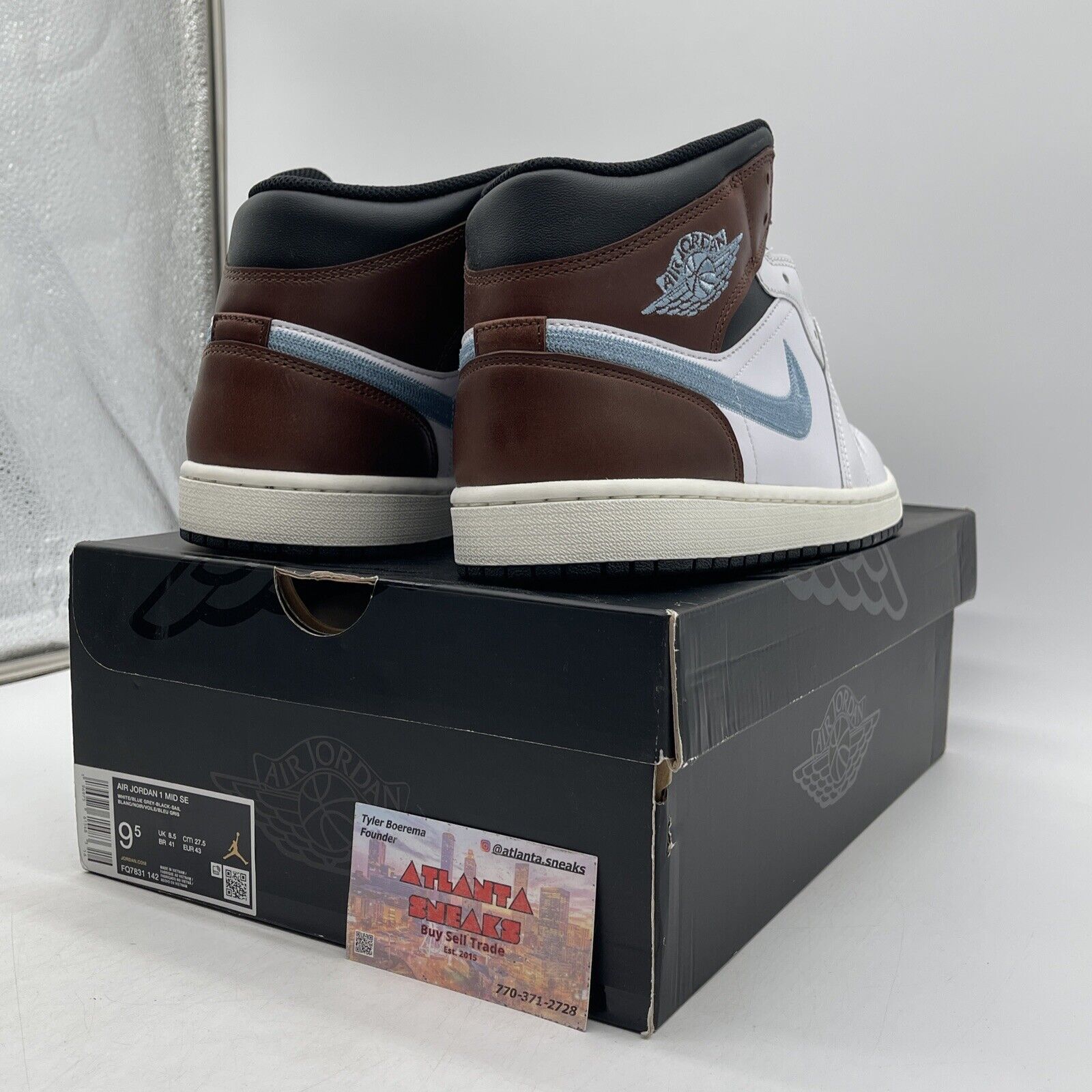 Size 9.5 - Air Jordan 1 Retro SE Mid Brown Blue Grey Leather (FQ7831-142)