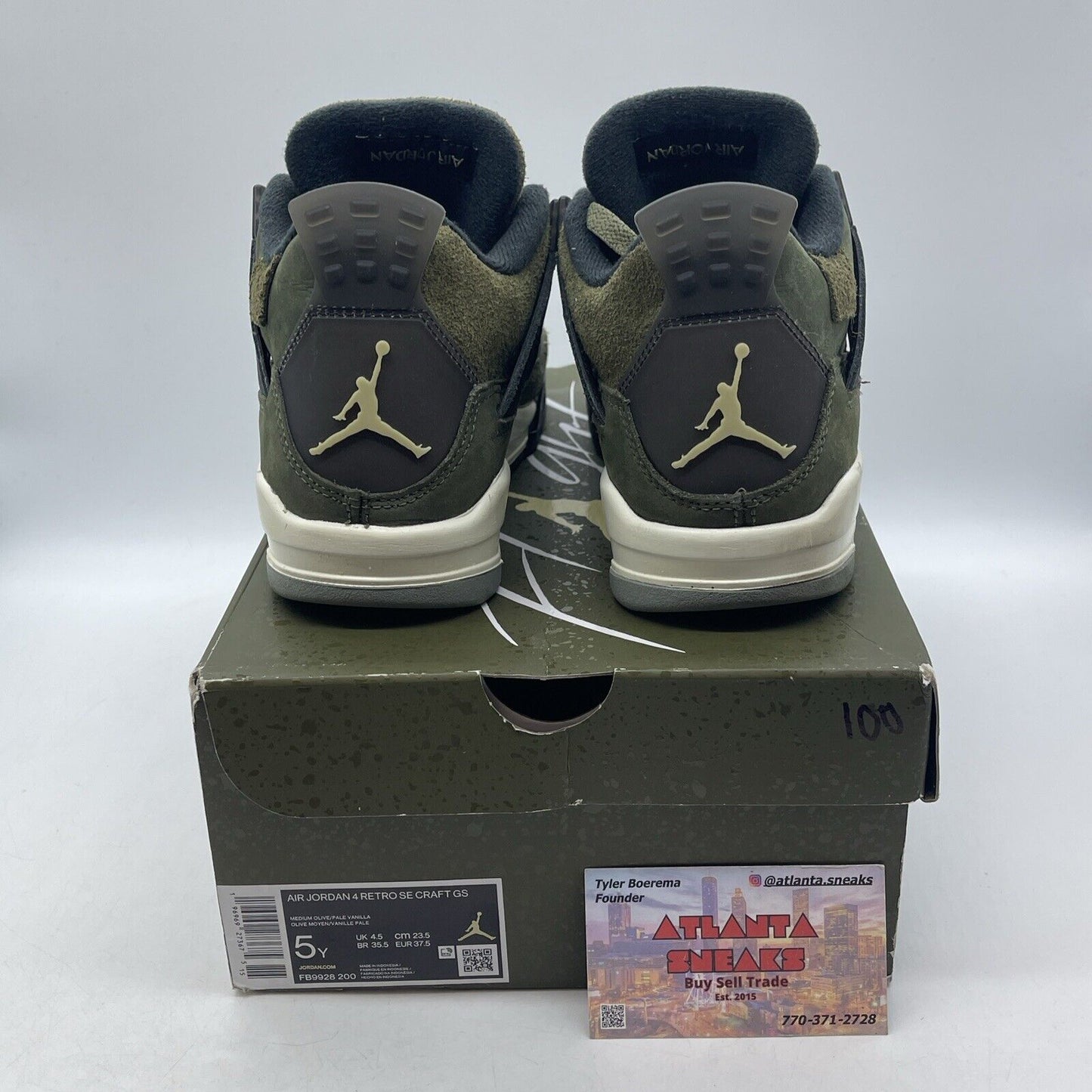 Size 5Y - Jordan 4 SE Retro Low Craft - Olive Black White (FB9928-200)