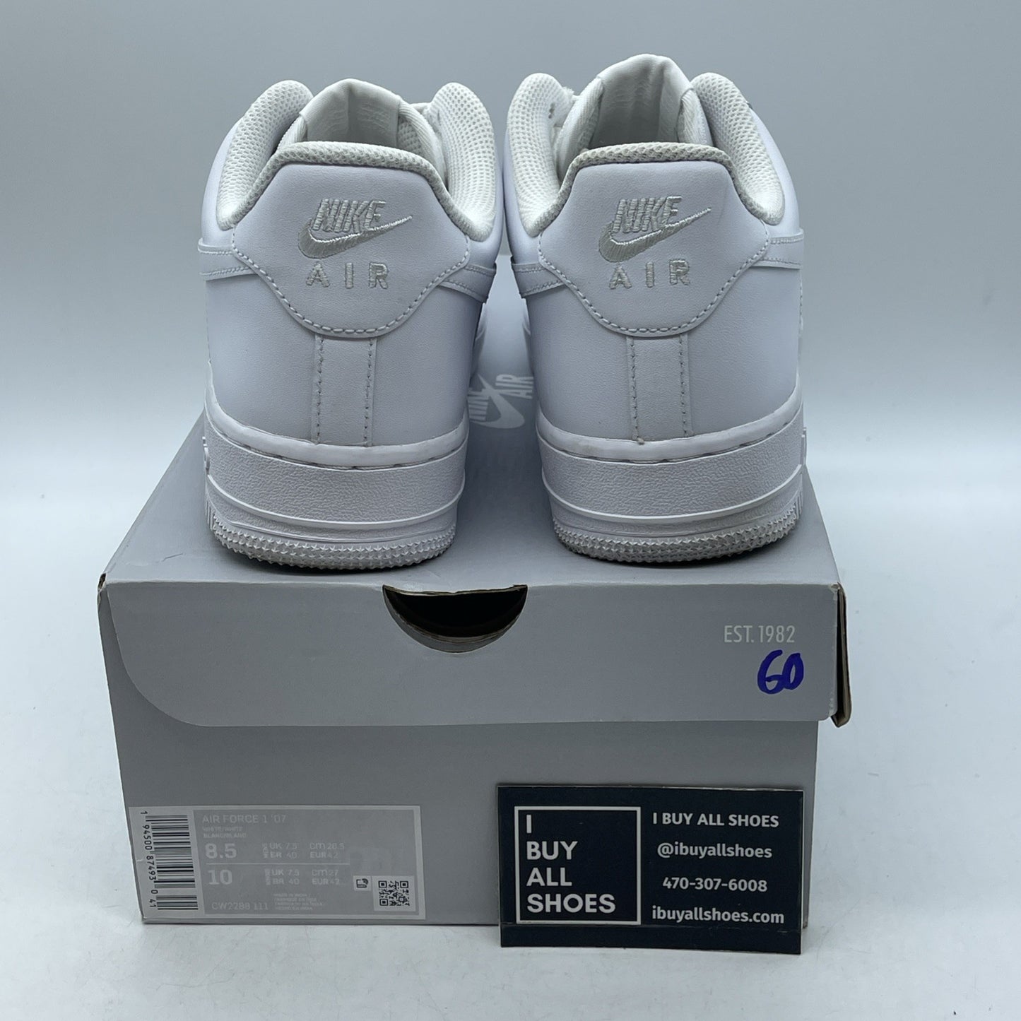 Size 8.5 - Nike Air Force 1 '07 Low Triple White (CW2288-111)
