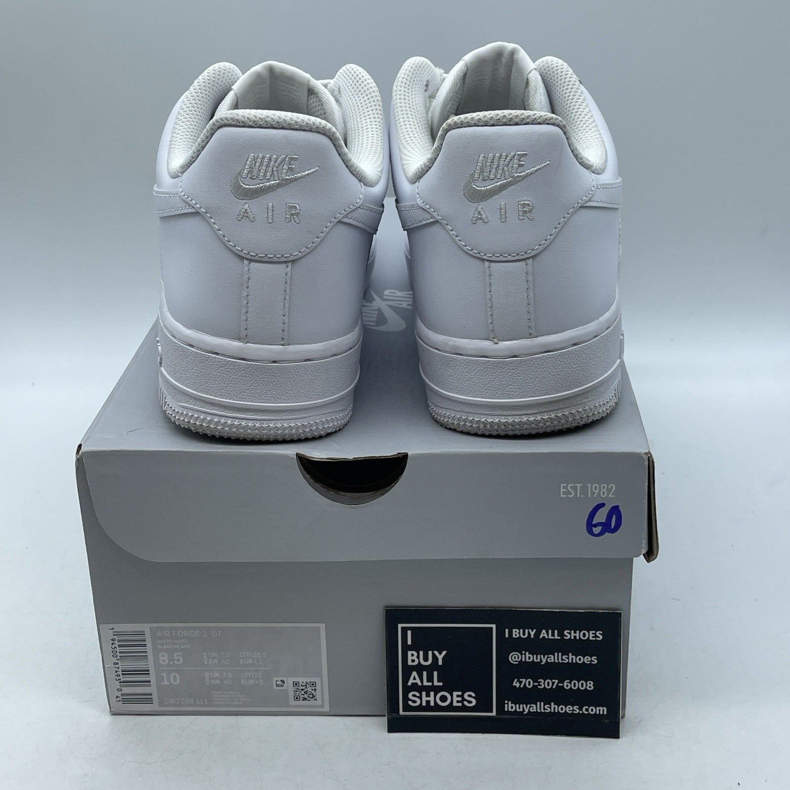 Size 8.5 - Nike Air Force 1 '07 Low Triple White (CW2288-111)