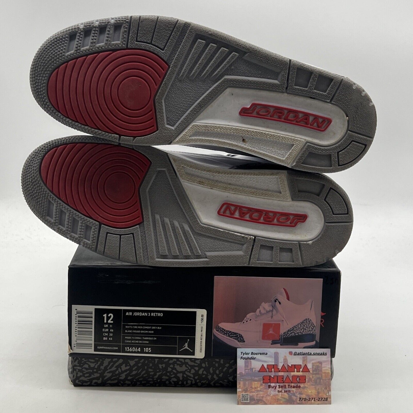 Size 12 - Air Jordan 3 Retro White Cement 2011 (136064-105)