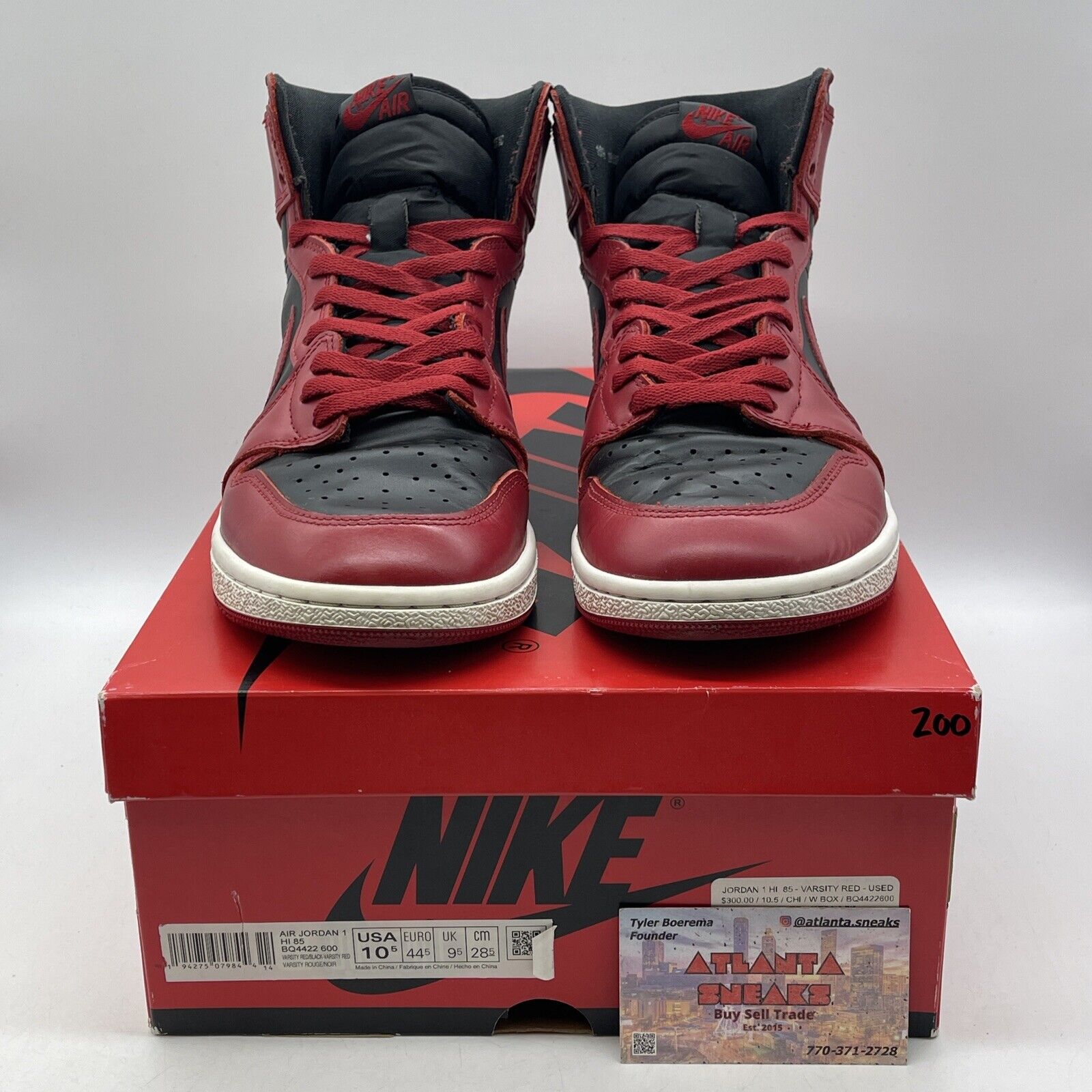 Size 10.5 - Jordan 1 Retro High 85 Varsity Red Black White Leather (BQ4422-600)