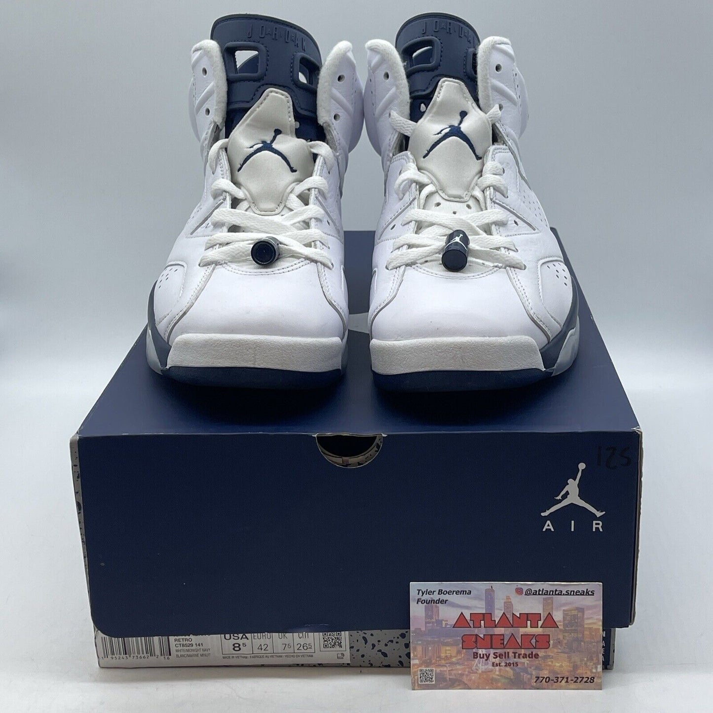 Size 8.5 - Jordan 6 Retro Midnight Navy White Leather (CT8529-141)