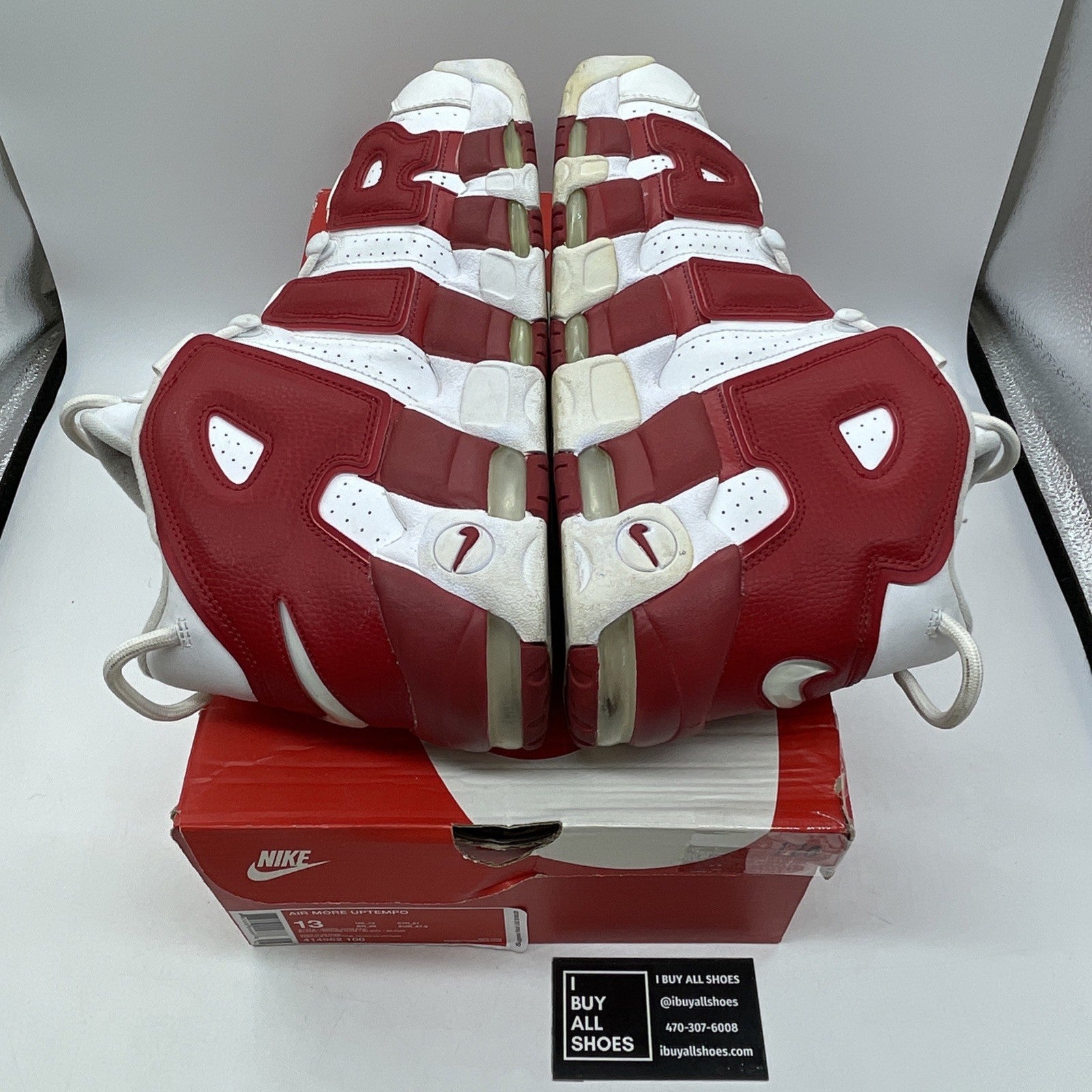 Size 13 - Nike Air More Uptempo White Red Leather (414962-100)