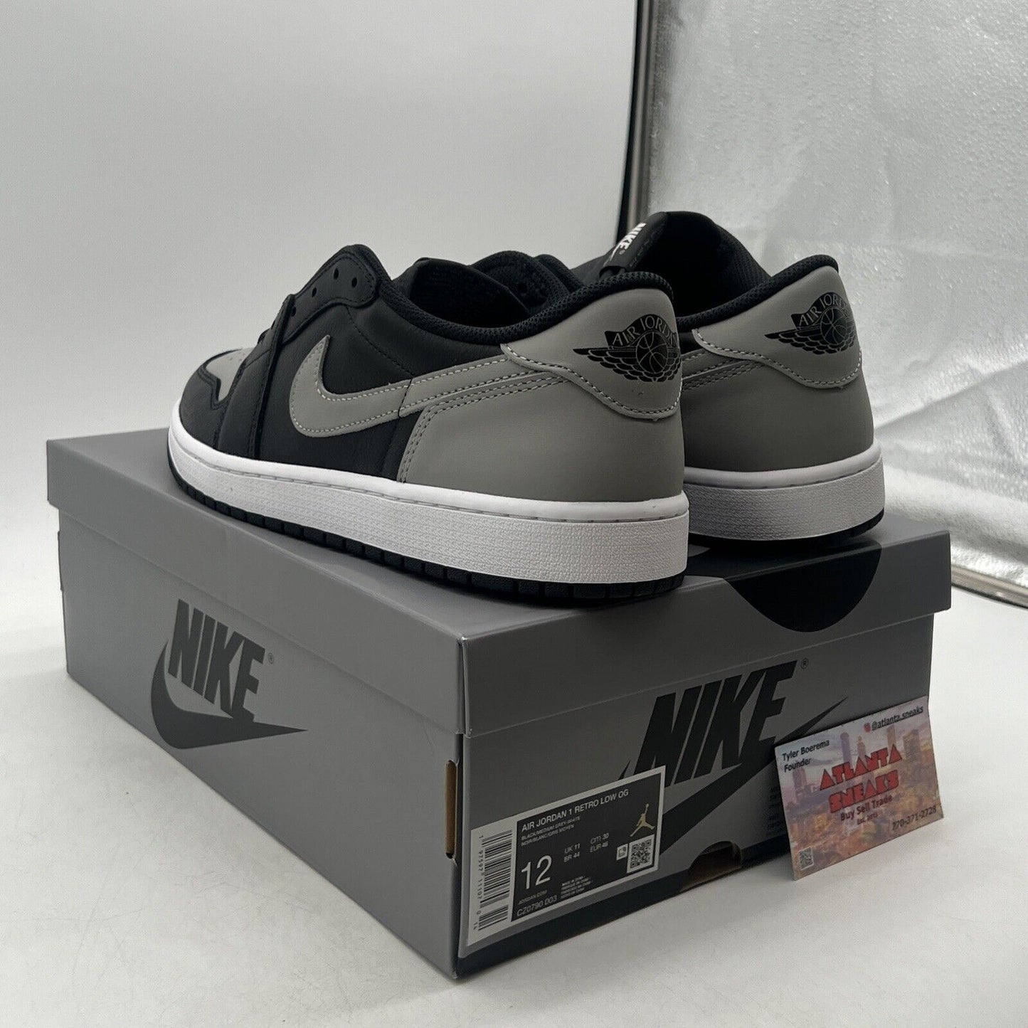 Size 12 - Air Jordan 1 Retro OG 2024 Low Shadow Black Leather (CZ0790-003)