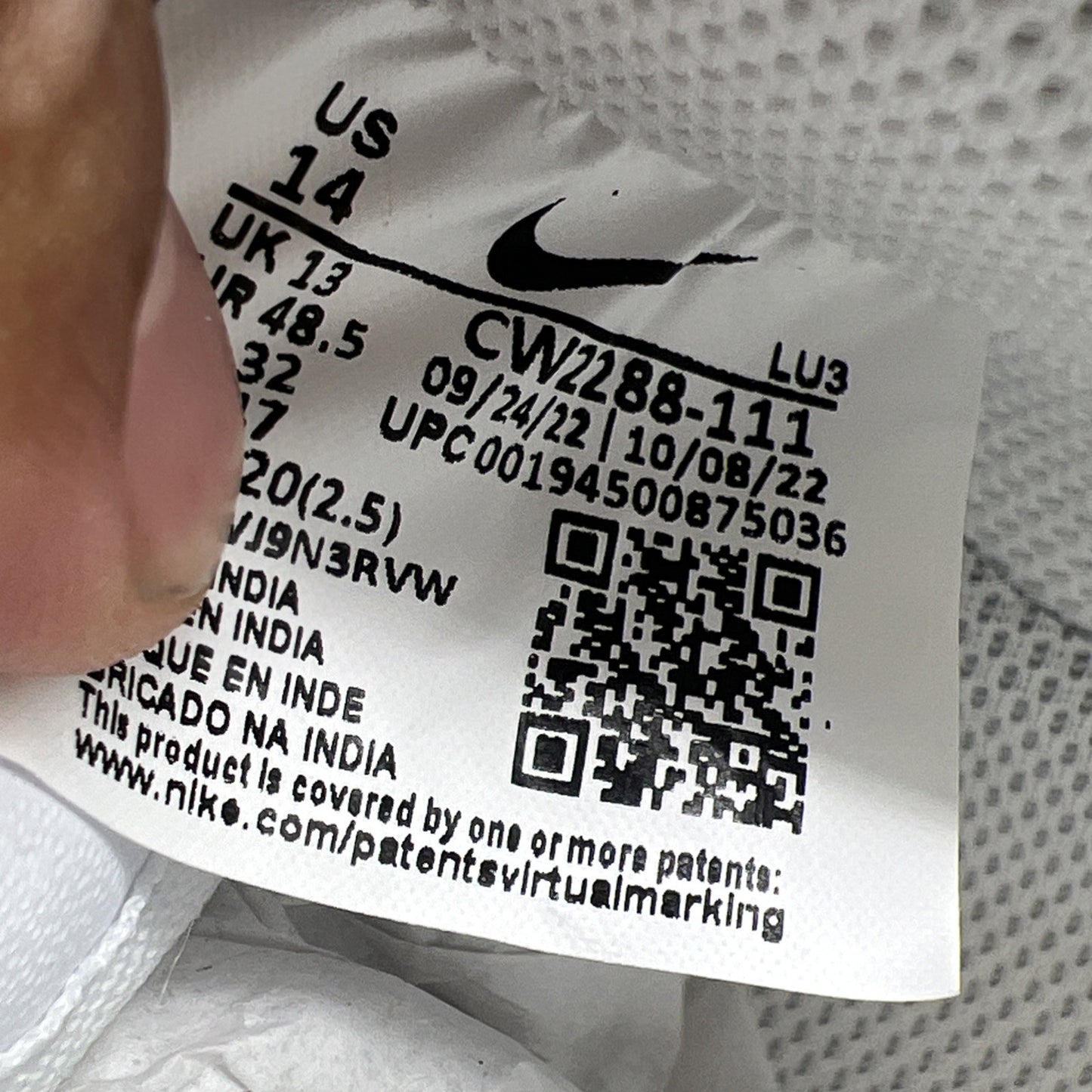 Size 14 - Nike Air Force 1 '07 Low Triple White (CW2288-111)