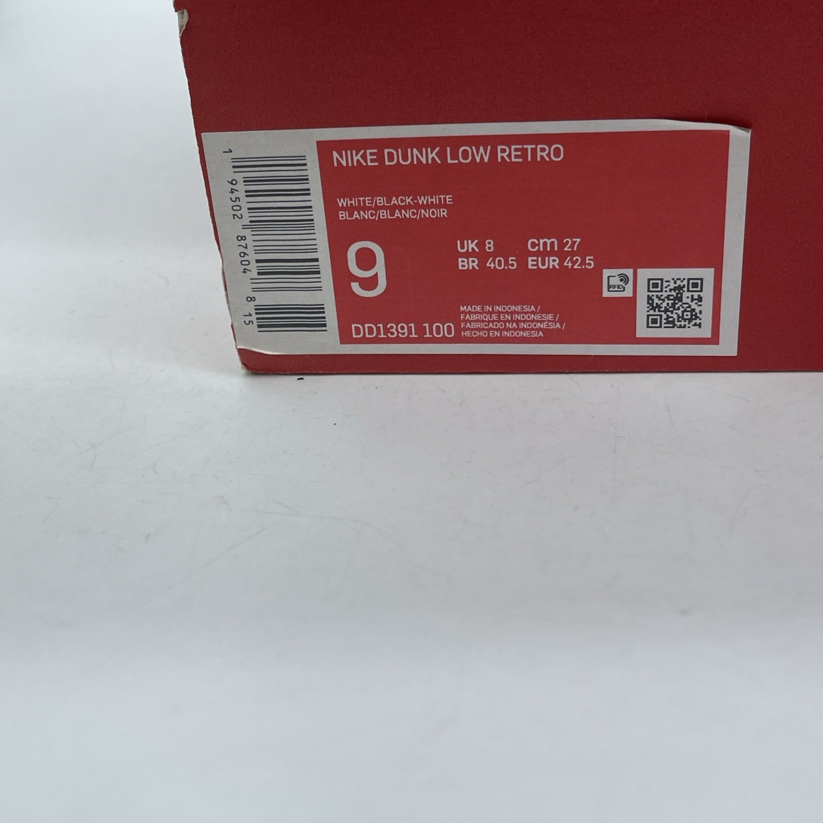 Size 9 - Nike Dunk Low Black White Leather (DD1391-100)