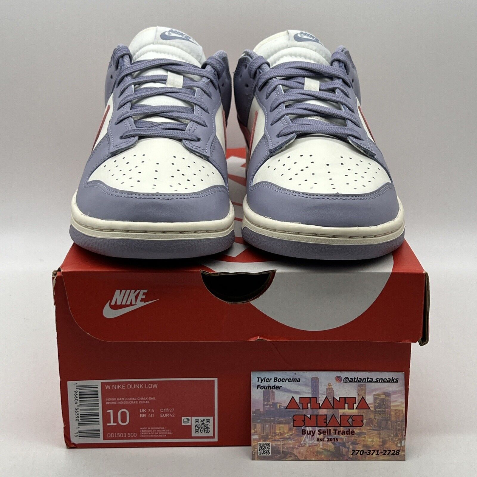 Size 10 - Nike Dunk Low Indigo Haze W Purple Pink White Leather (DD1503-500)