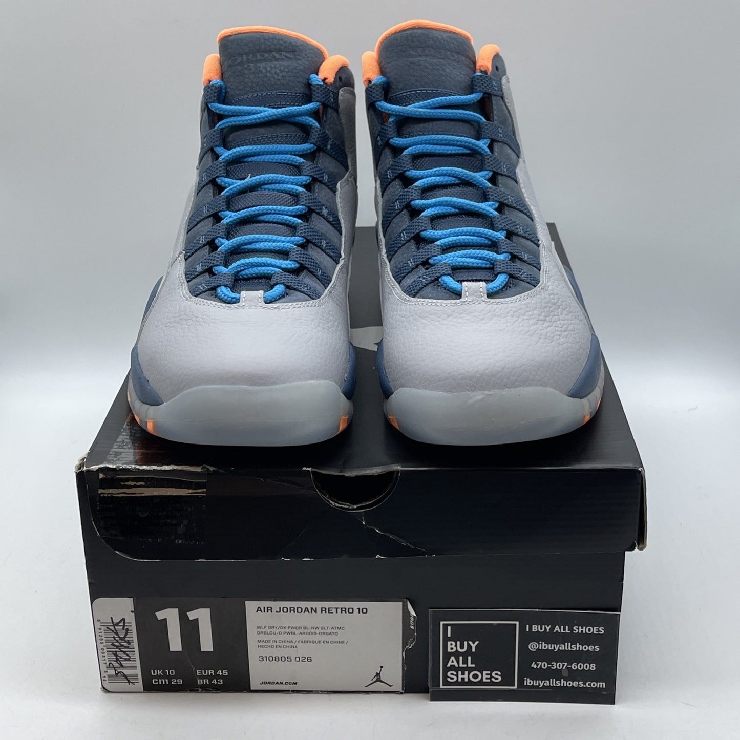 Size 11 - Air Jordan 10 Retro Bobcats Grey Blue Suede Leather (310805-026)