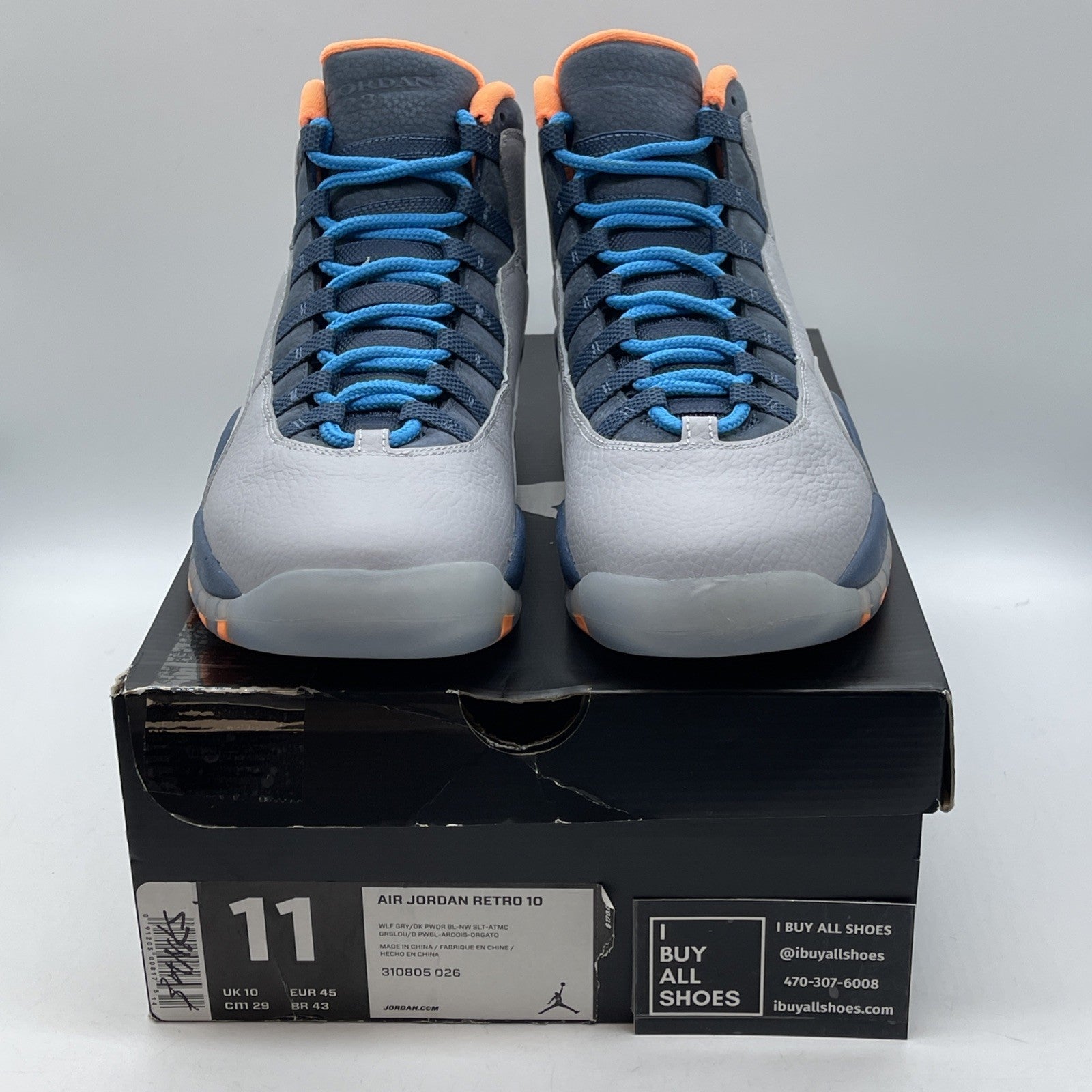 Size 11 - Air Jordan 10 Retro Bobcats Grey Blue Suede Leather (310805-026)
