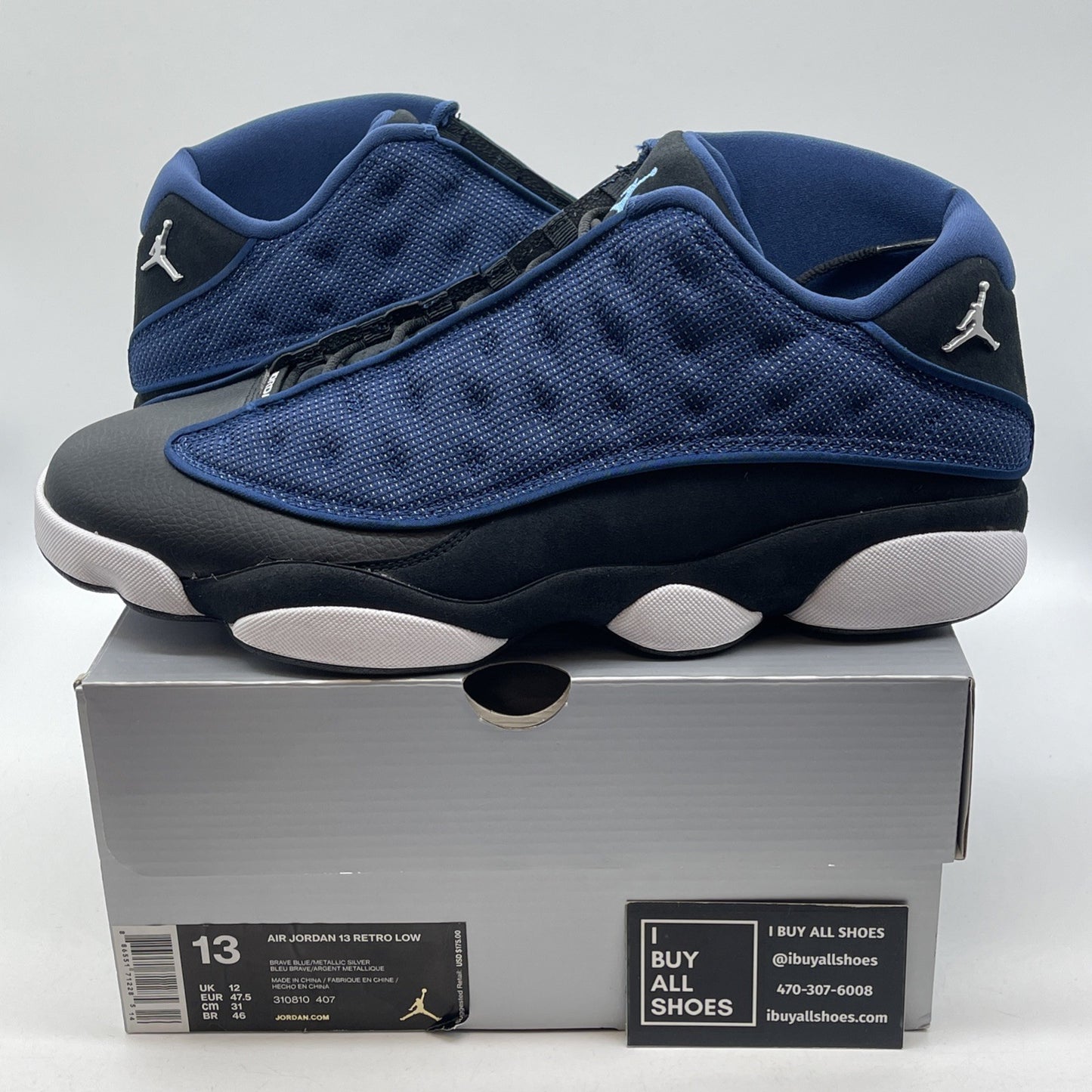 Size 13 - Air Jordan 13 Retro 2017 Low Brave Blue Black Suede (310810-407)