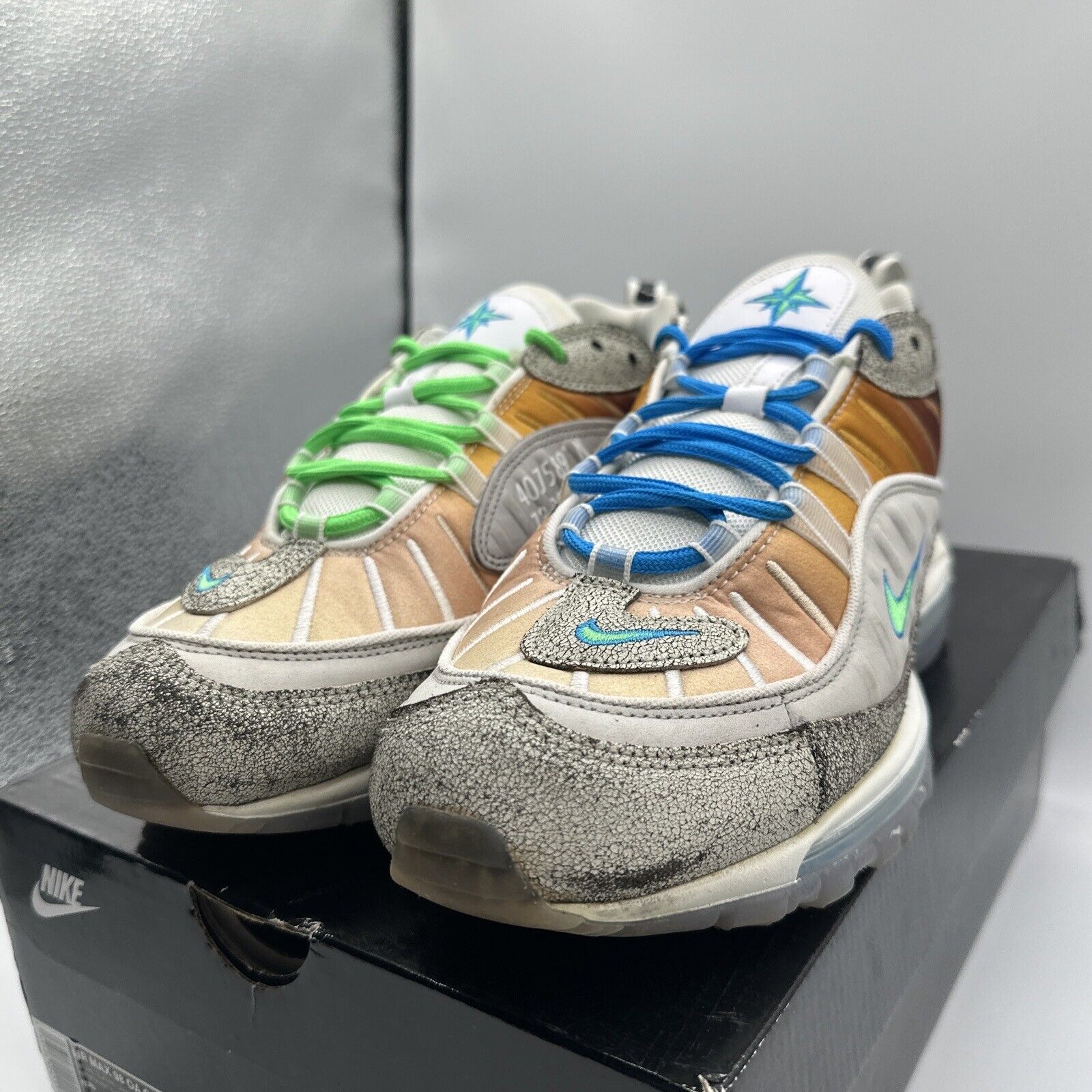 Size 9.5 - Nike Air Max 98 On Air: NYC La Mezcla 2019 Green Blue Icy Sole