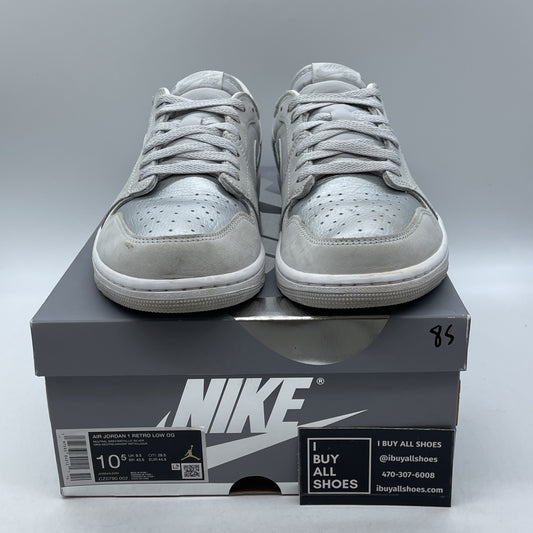 Size 10.5 - Air Jordan 1 Retro OG Low Metallic Silver Grey Suede (CZ0790-002)