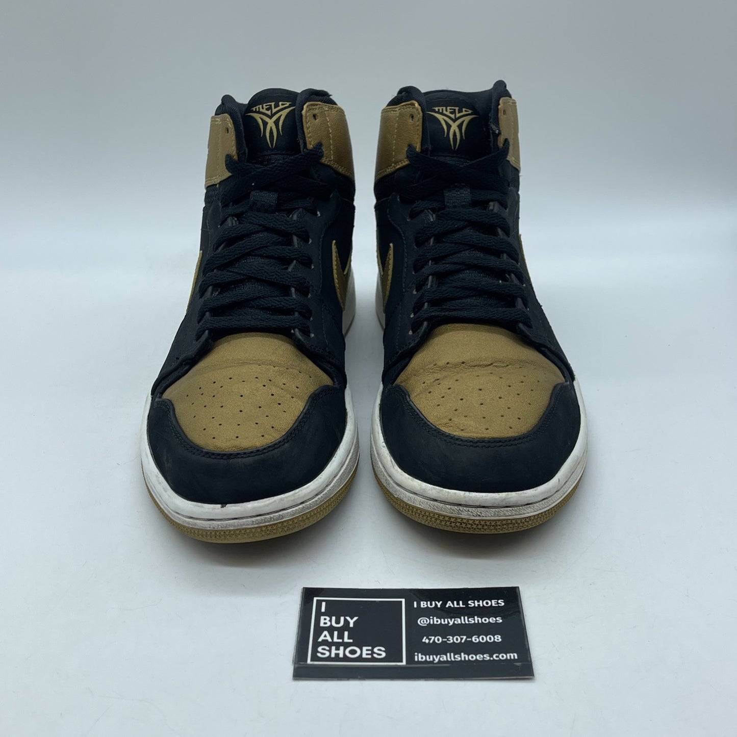 Size 10 - Air Jordan 1 Retro High Melo Gold Black Suede Leather (332550-026)