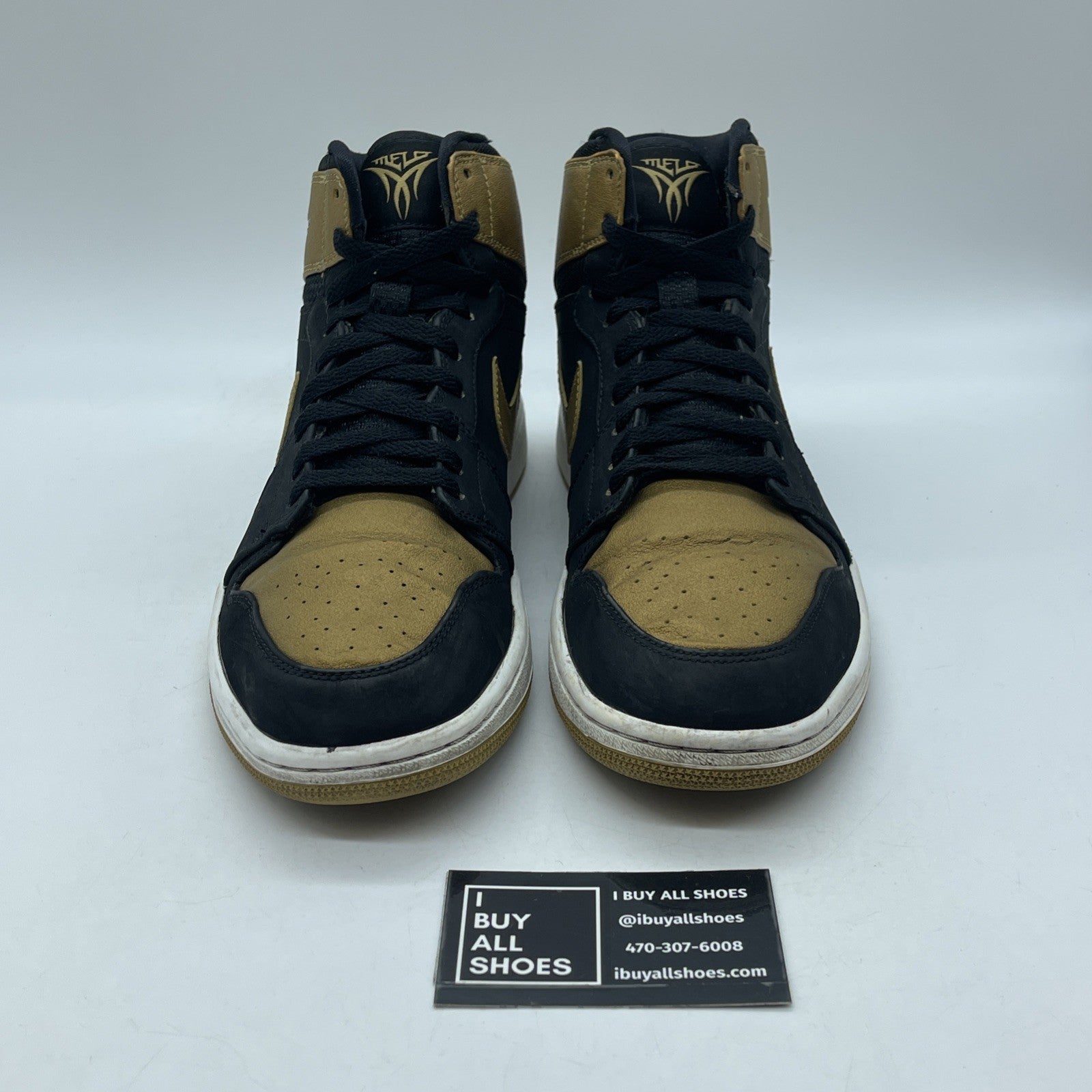 Size 10 - Air Jordan 1 Retro High Melo Gold Black Suede Leather (332550-026)