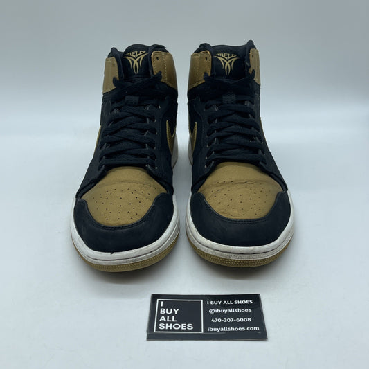 Size 10 - Air Jordan 1 Retro High Melo Gold Black Suede Leather (332550-026)