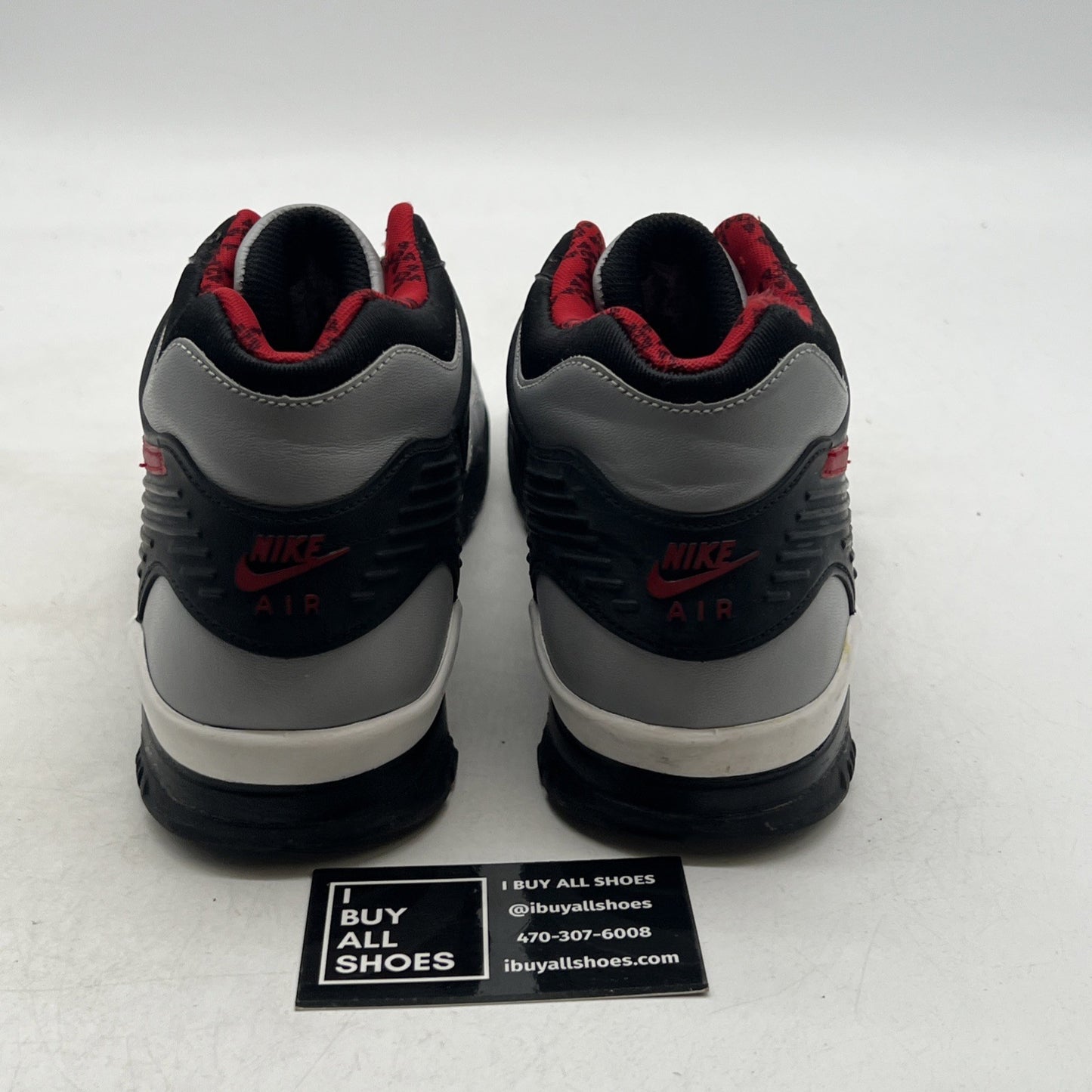 Size 10.5 - Nike Air Trainer Boys Shoes White Gray Siren Red (679006-061)