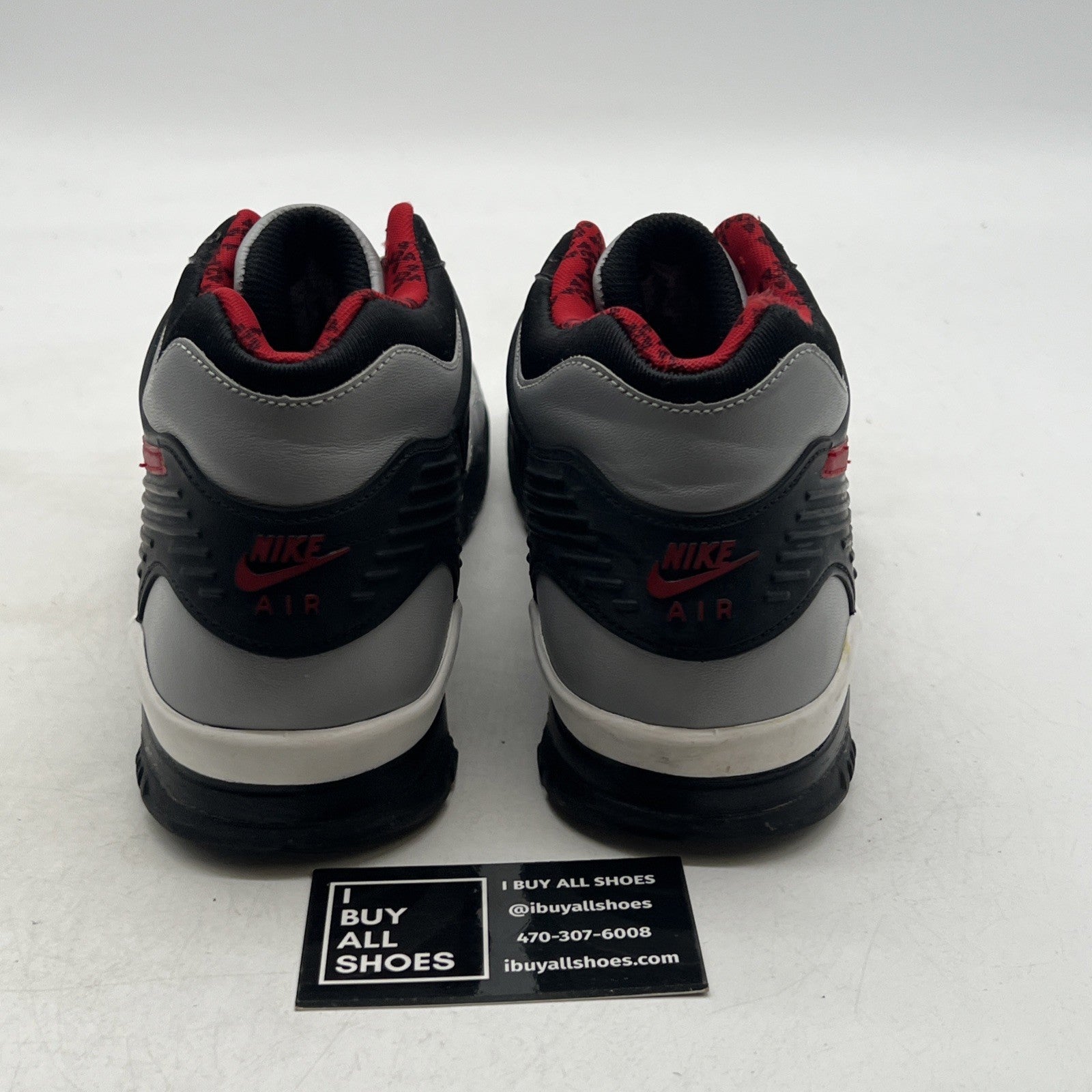 Size 10.5 - Nike Air Trainer Boys Shoes White Gray Siren Red (679006-061)