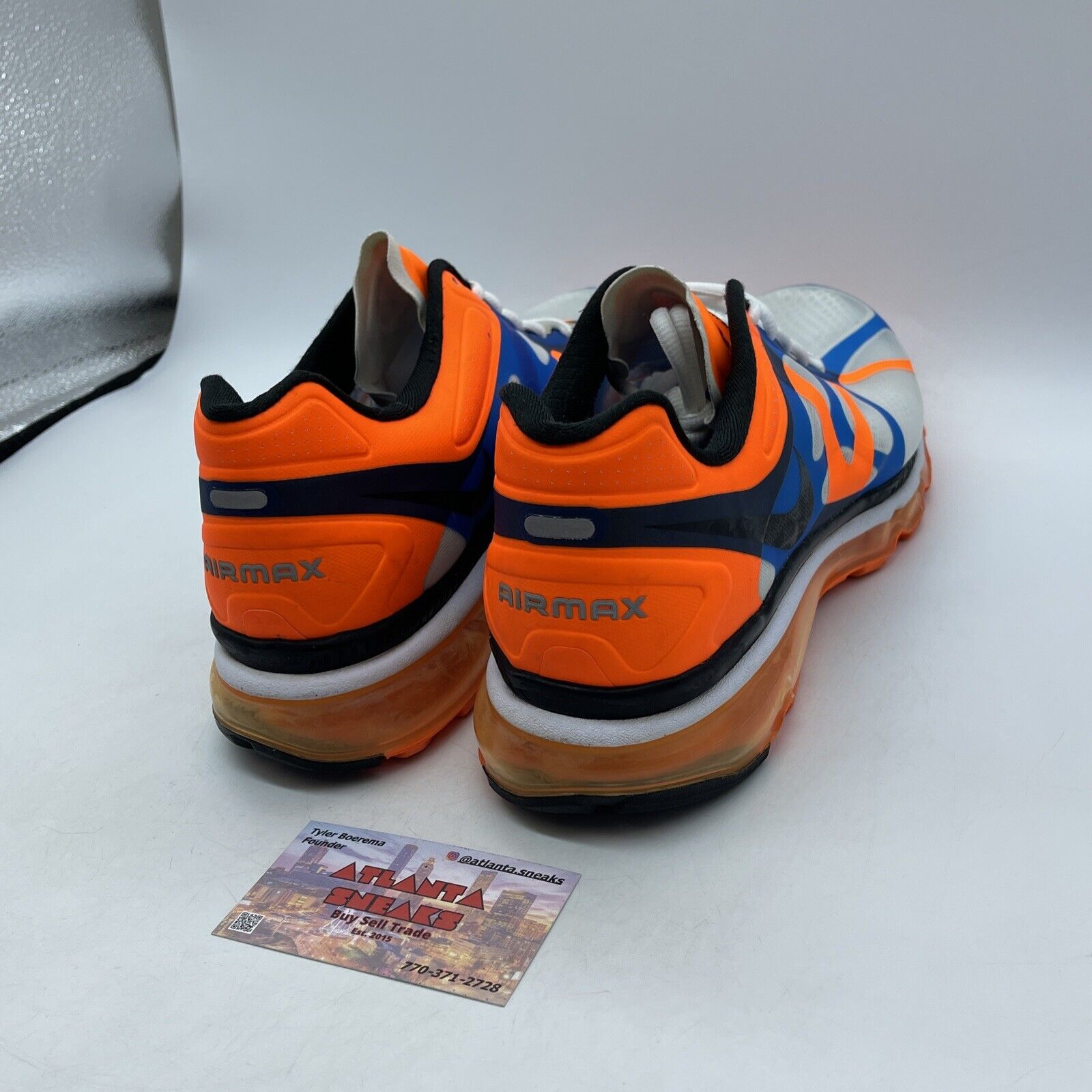 Size 11 - Nike Air Max+ 2012 White Blue Orange Leather Suede (487982-106)