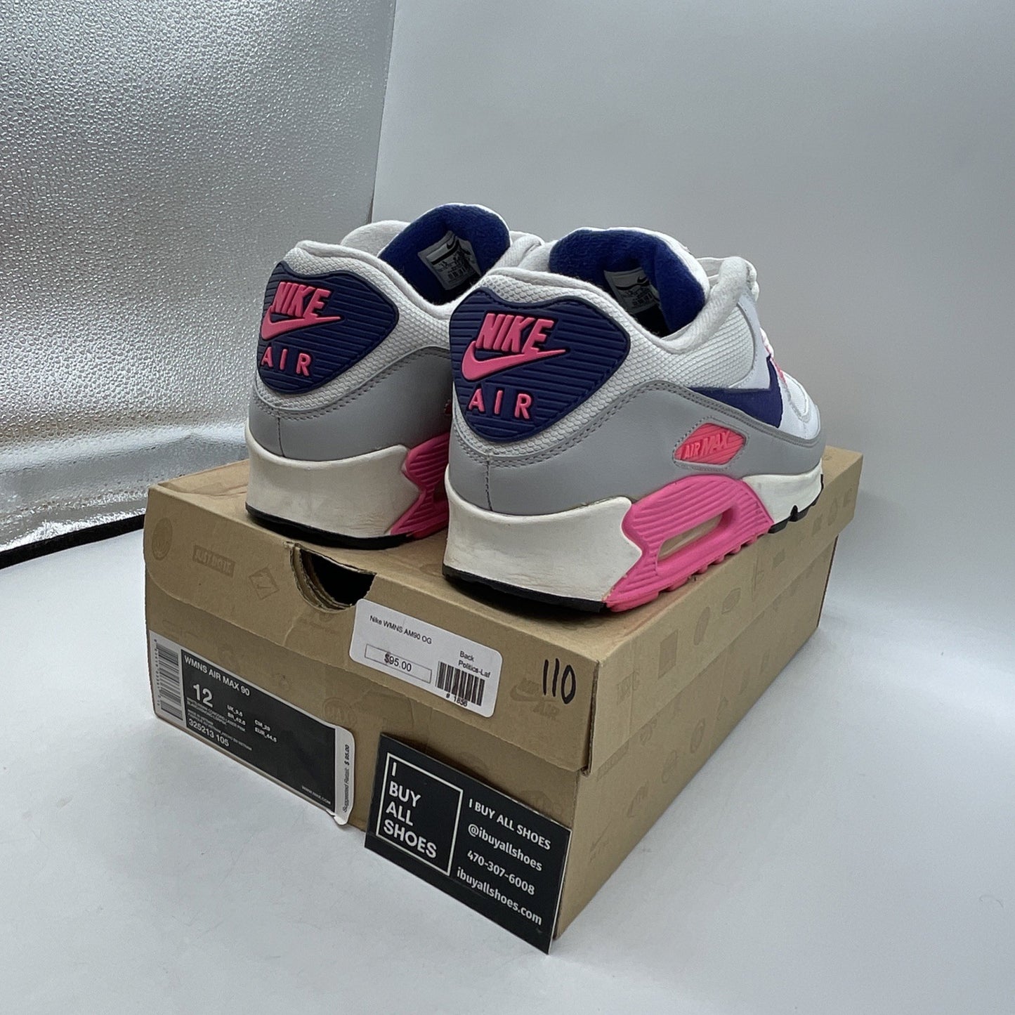 Size 12W - Nike Air Max 90 Laser Pink (325213-105)