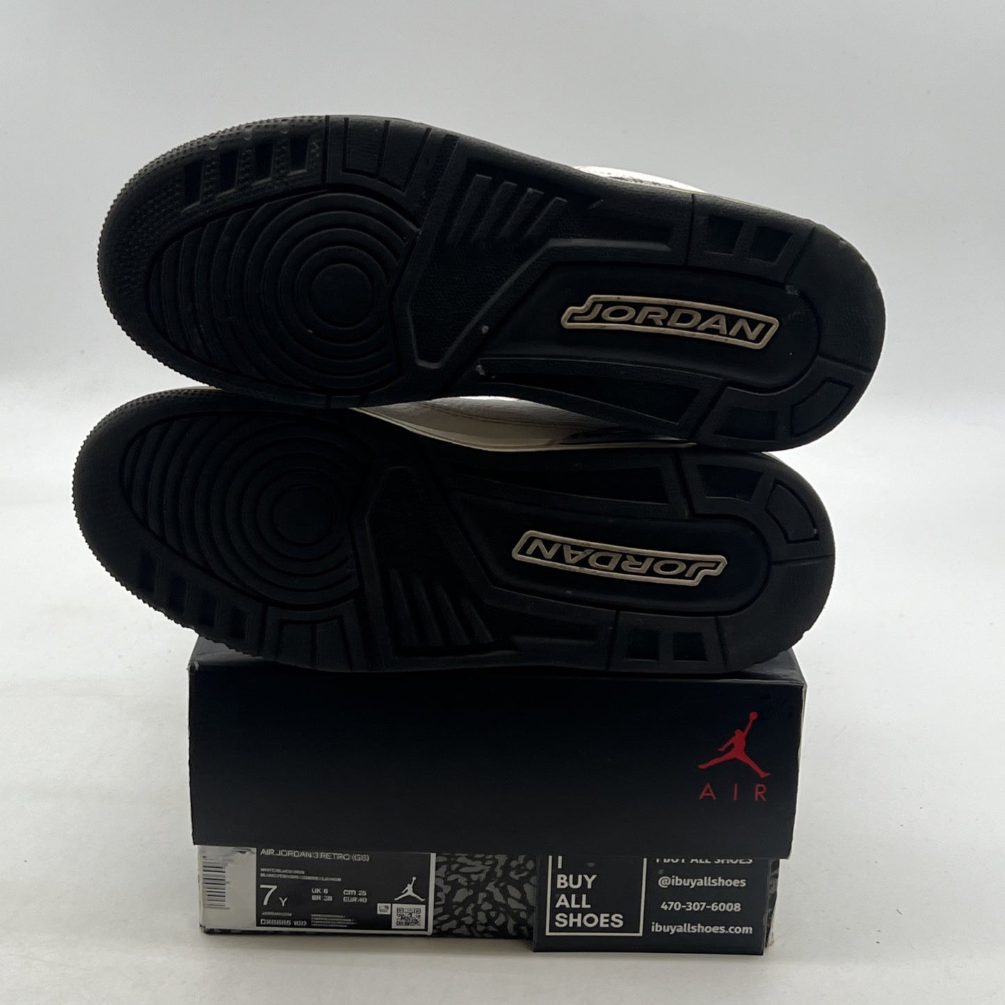 Size 7Y - Nike Air Jordan 3 Retro White/ Black-Iron (DX6665-100)