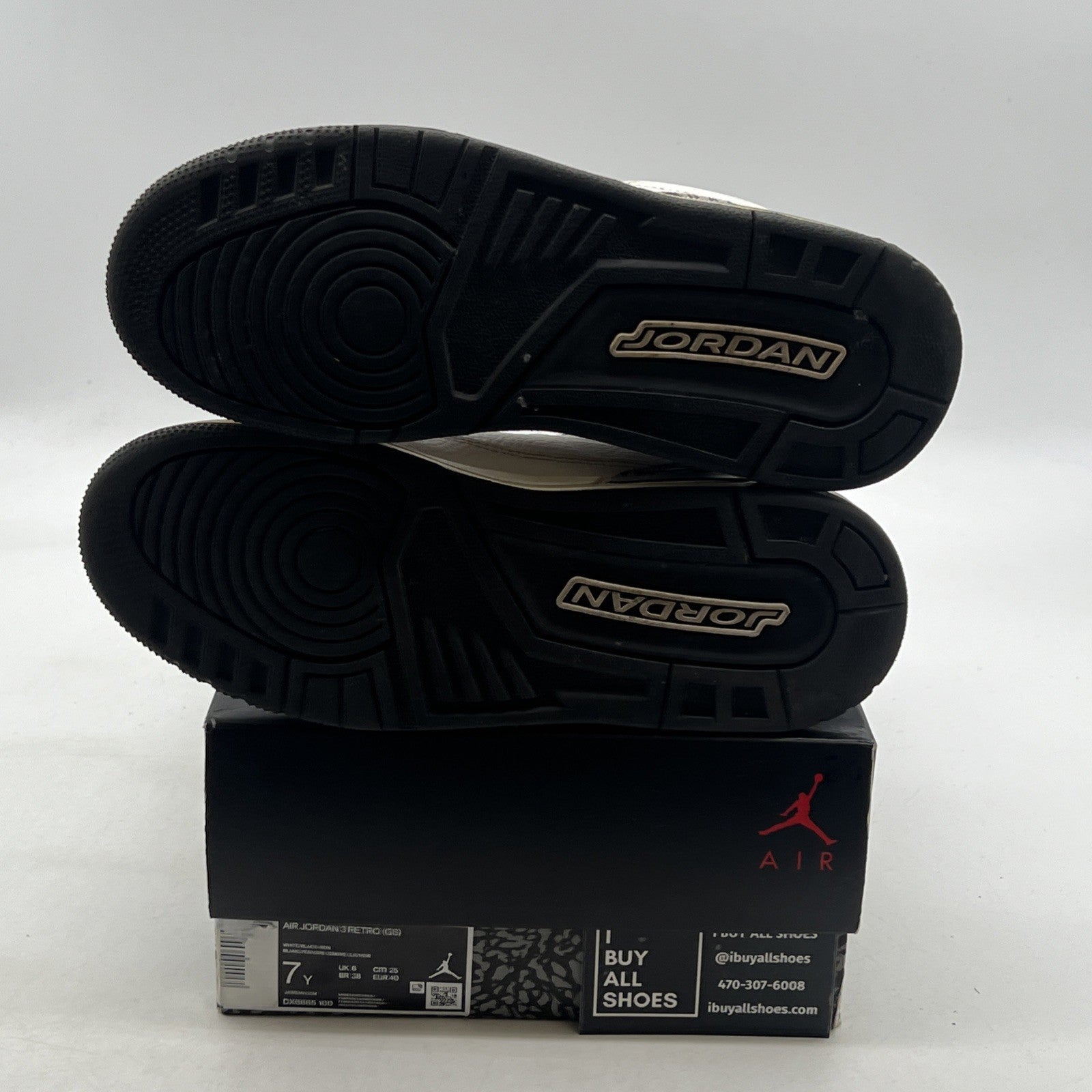 Size 7Y - Nike Air Jordan 3 Retro White/ Black-Iron (DX6665-100)