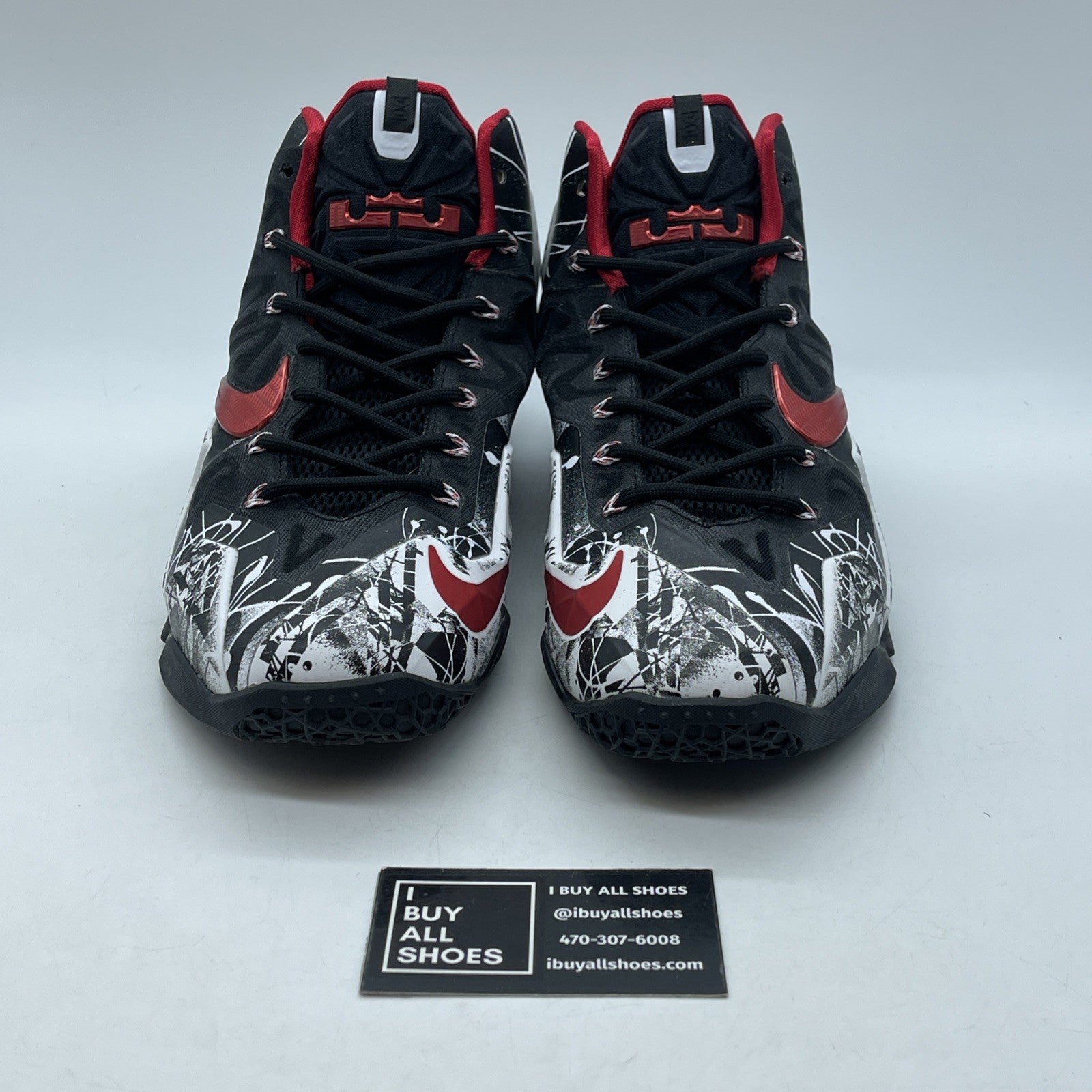 Size 9.5 - Nike LeBron 11 Graffiti Black White Red (616175-100)