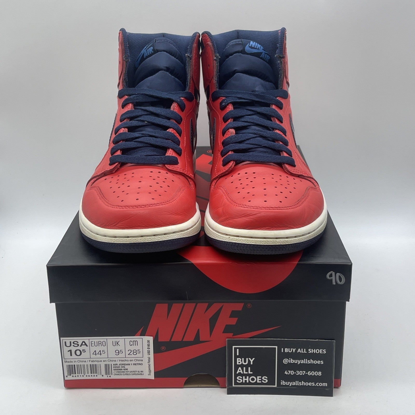 Size 10.5 - Air Jordan 1 Retro OG High David Letterman Red Blue (555088-606)