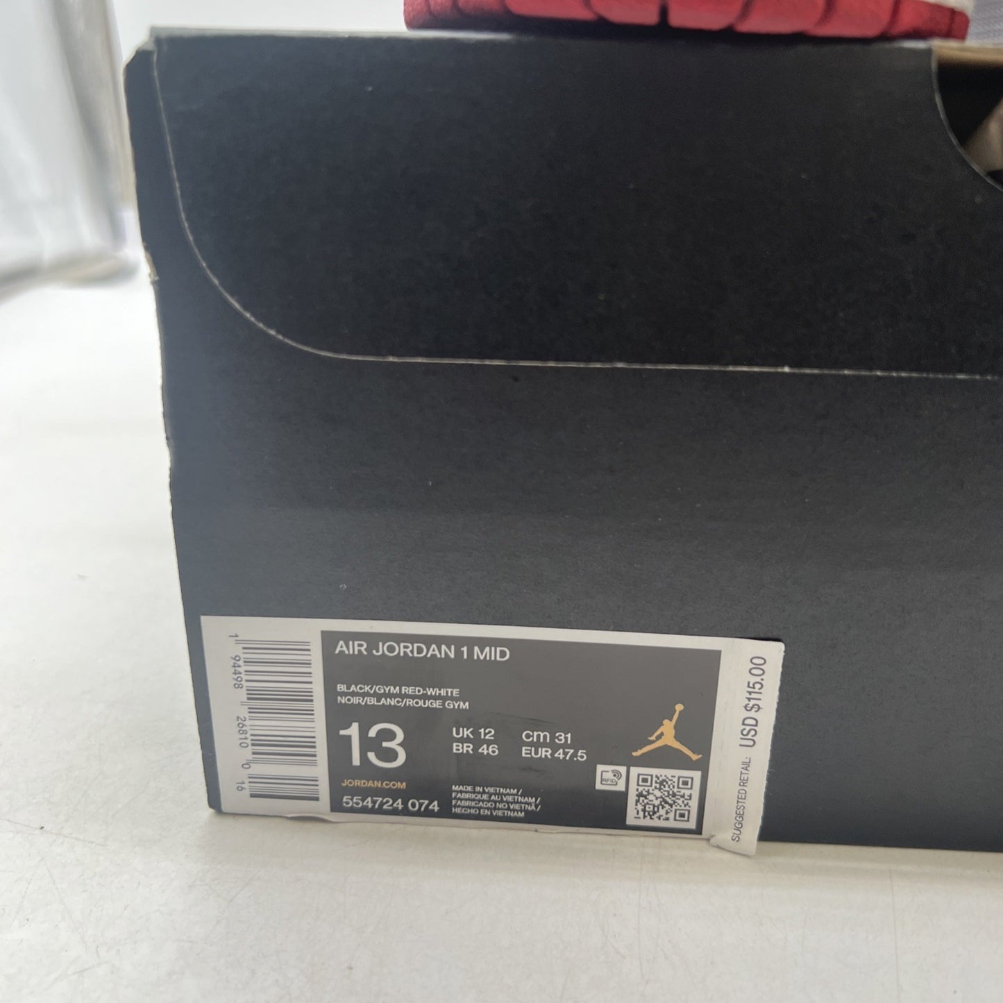 Size 13 - Air Jordan 1 Mid Banned 2020 (554724-074)