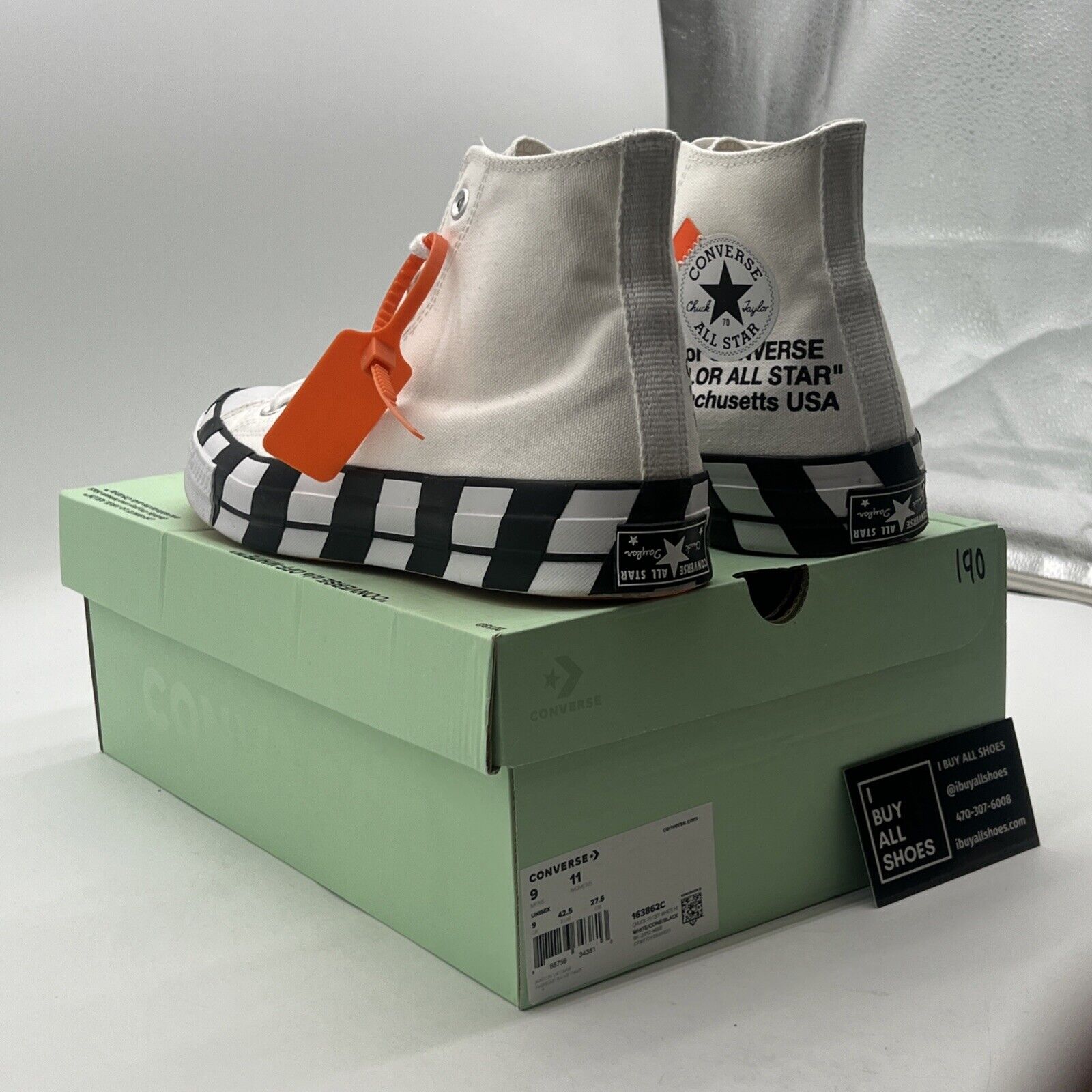 Size 9 - Converse Off-White x Chuck 70 White (163862C)
