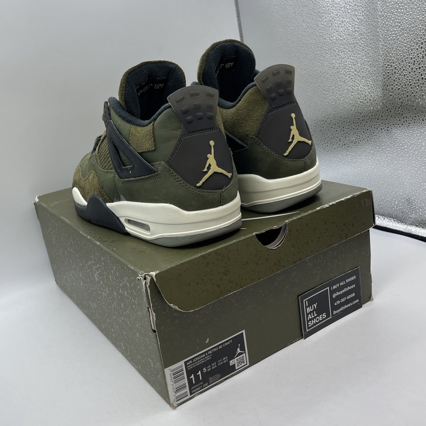 Size 11.5 - Jordan 4 SE Retro Low Craft - Olive Black Suede (FB9927-200)