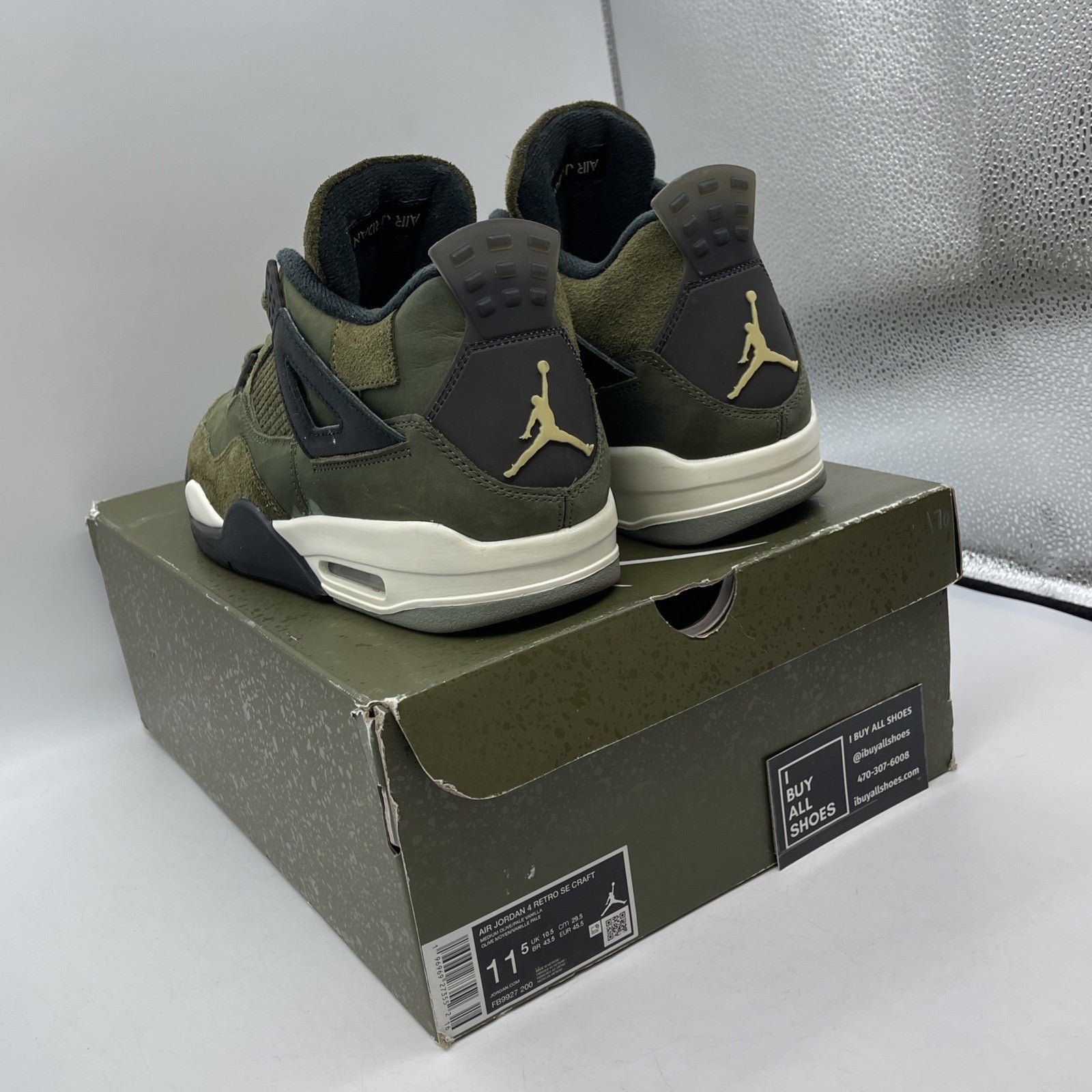 Size 11.5 - Jordan 4 SE Retro Low Craft - Olive Black Suede (FB9927-200)