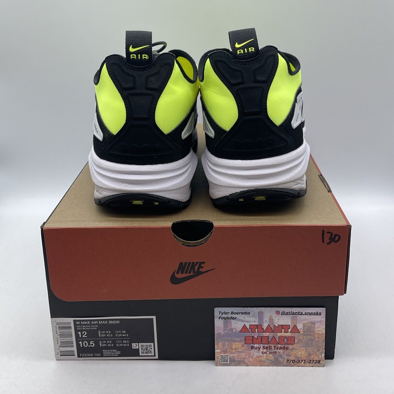 Size 12W - Nike Air Sunder Max Electric Green Black grey Suede (FZ2068-700)