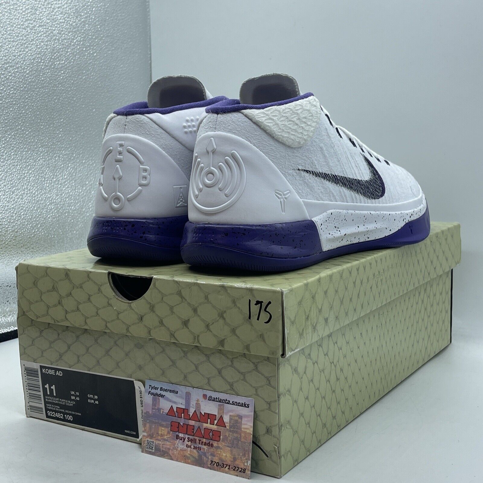 Size 11 - Nike Kobe AD Mid Baseline White Purple Black Suede (922482-100)