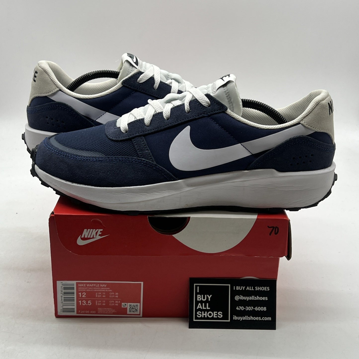 Size 12 - Nike Waffle NAV Shoes Casual Navy Blue White (FJ4195-400)