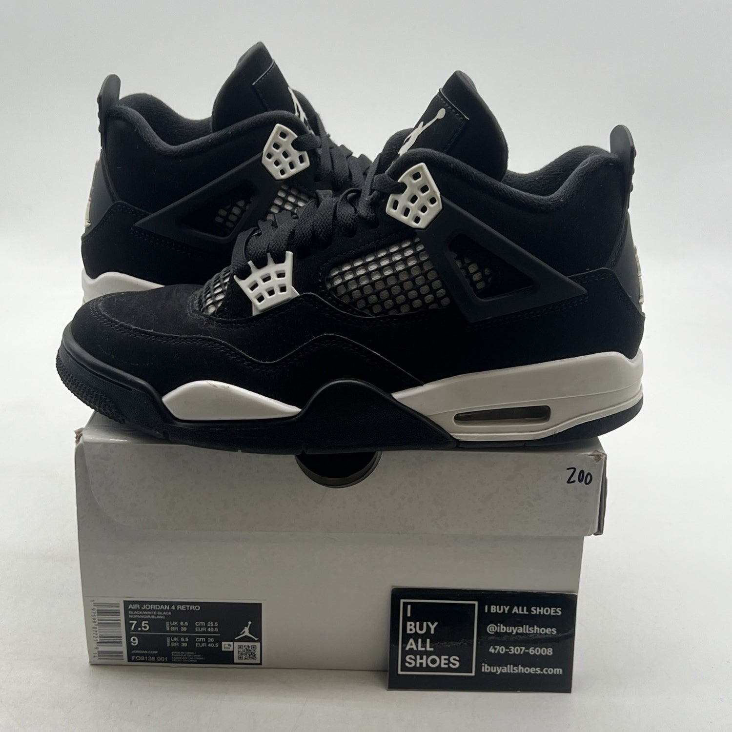 Size 7.5 - Air Jordan 4 Retro White Thunder (FQ8138-001)