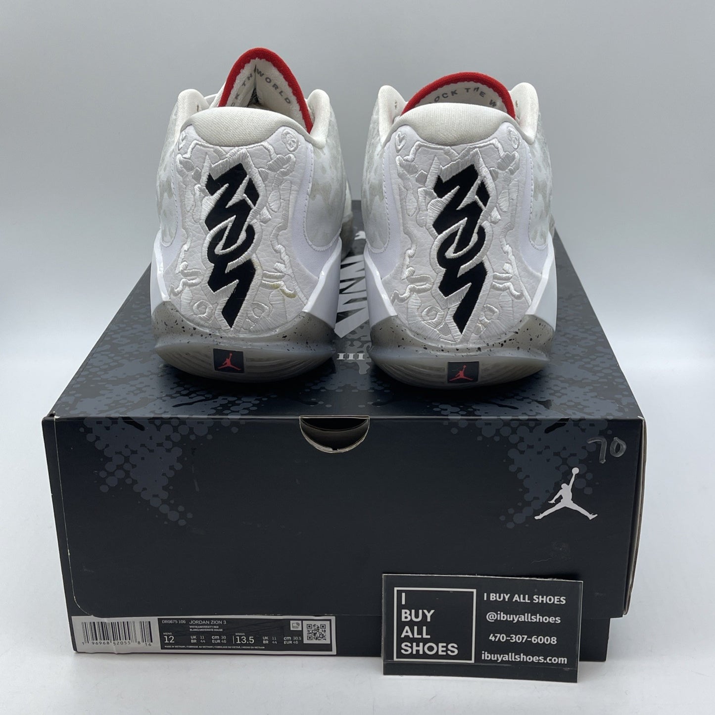 Size 12 - Jordan Zion 3 Fresh Paint White Grey Suede Leather (DR0675-106)