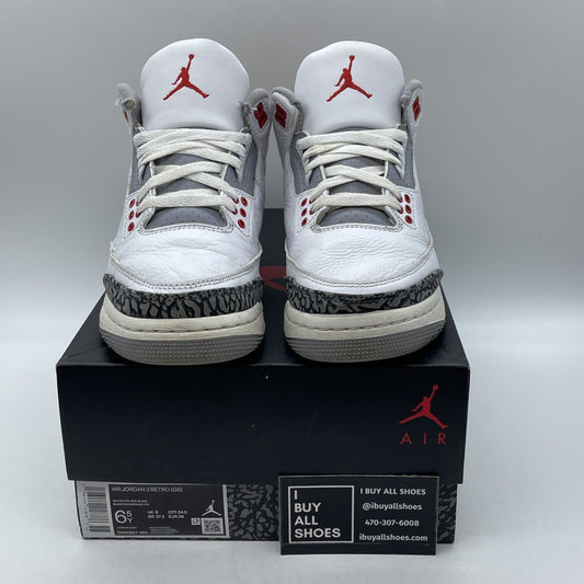 Size 6.5Y  (GS) - Jordan 3 Retro 2022 Mid Fire Red Grey White (DM0967-160)