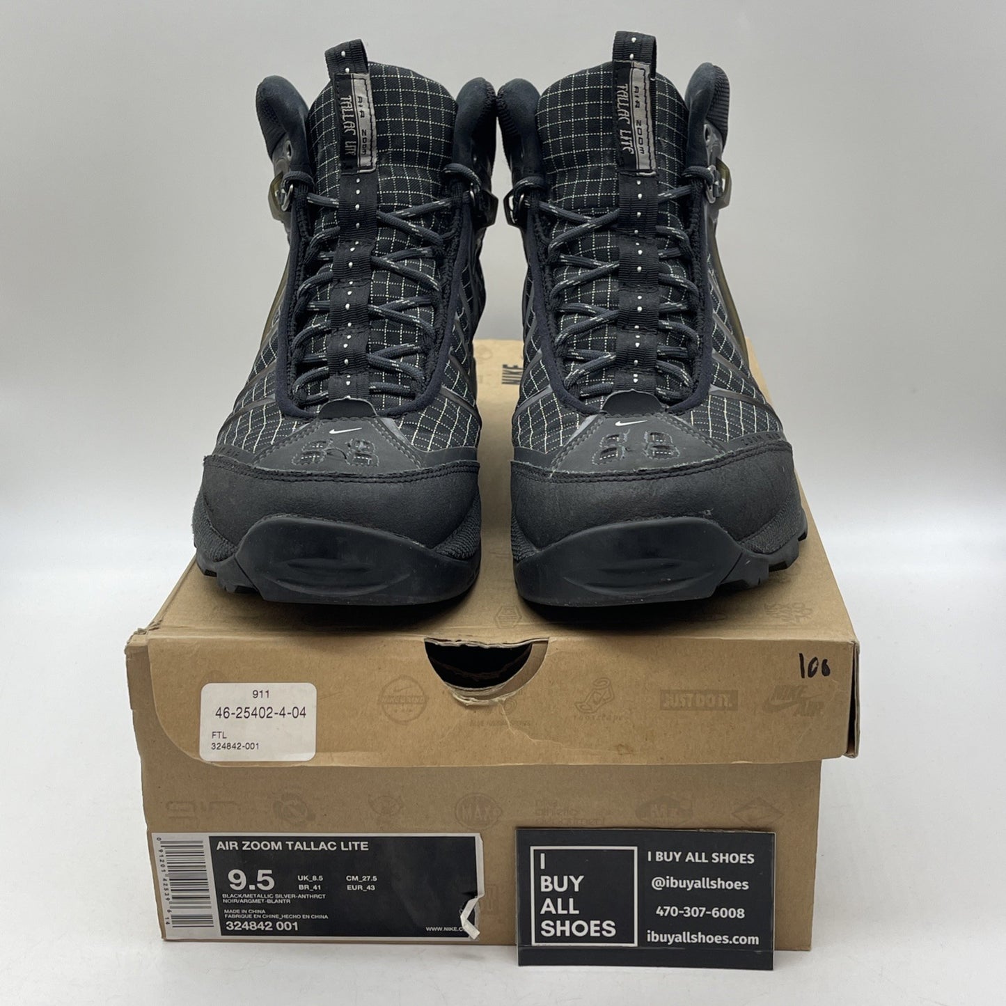Size 9.5 - Nike Air Zoom Tallac Lite Black Metallic Silver Black (324842-001)