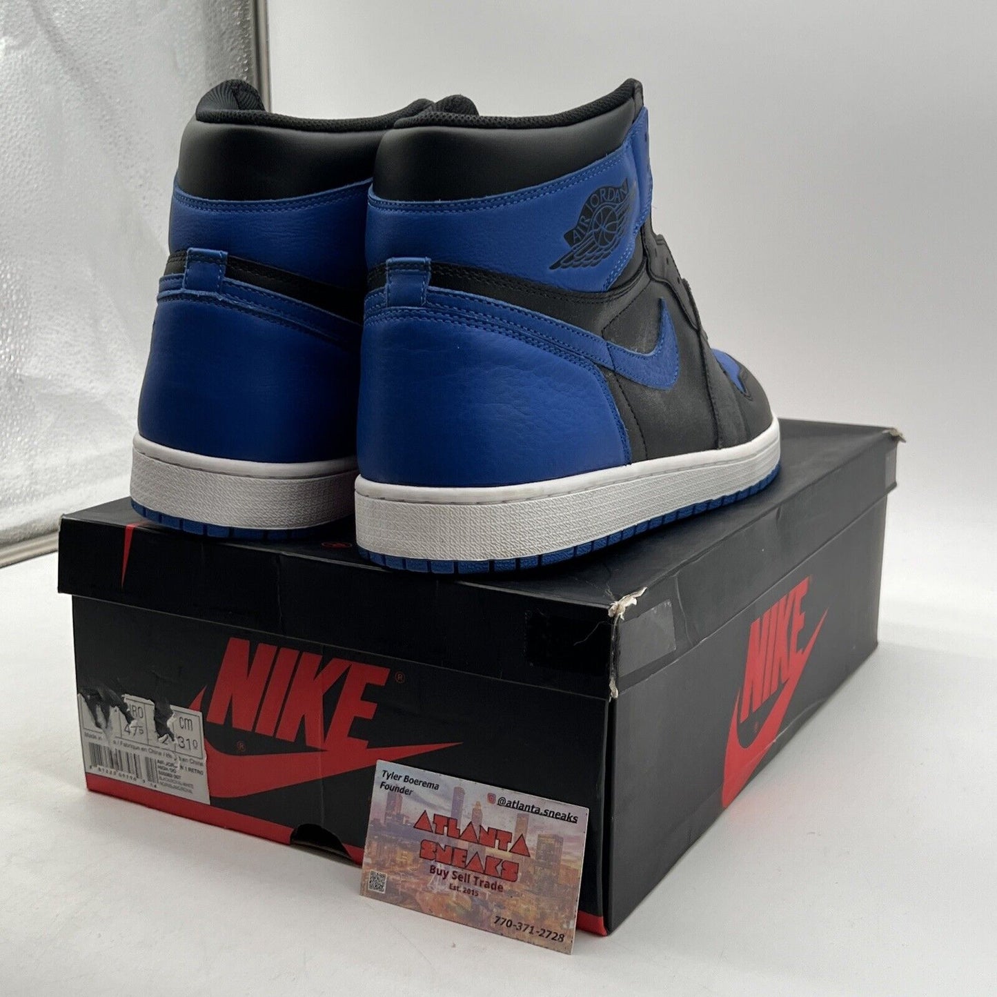 Size 14 - Jordan 1 Retro OG High Royal Black White Leather Blue (555088-007)