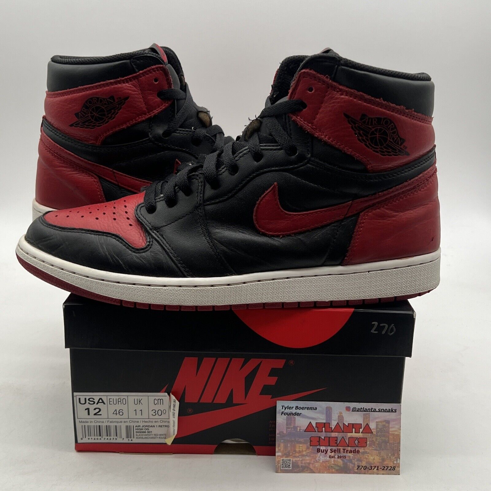 Size 12 - Air Jordan 1 Retro OG High Banned, Bred (555088-001)